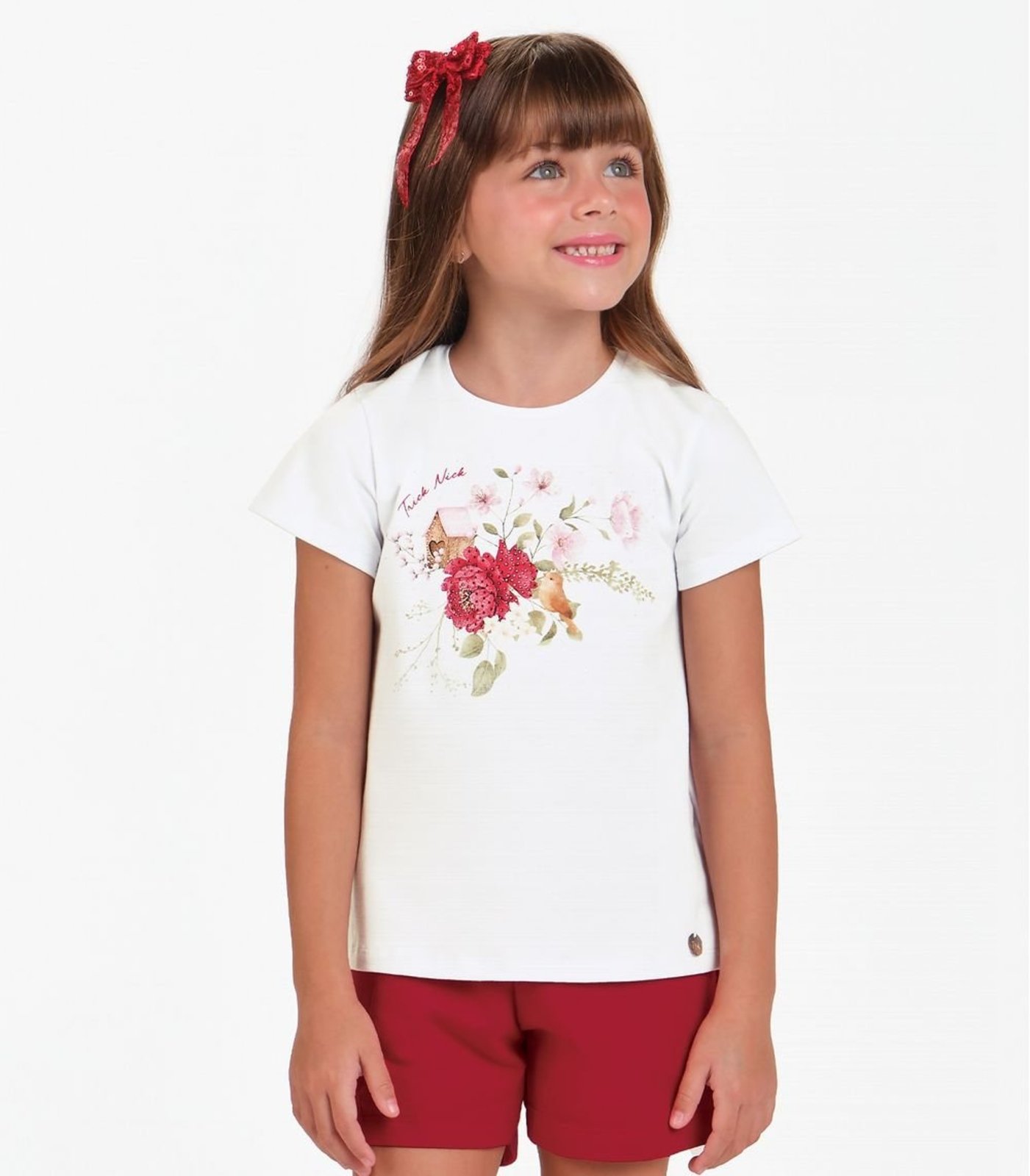 Vista 2 Infantil - Blusa Cotton Leve Feminia Trick Nick branco Trick Nick branco