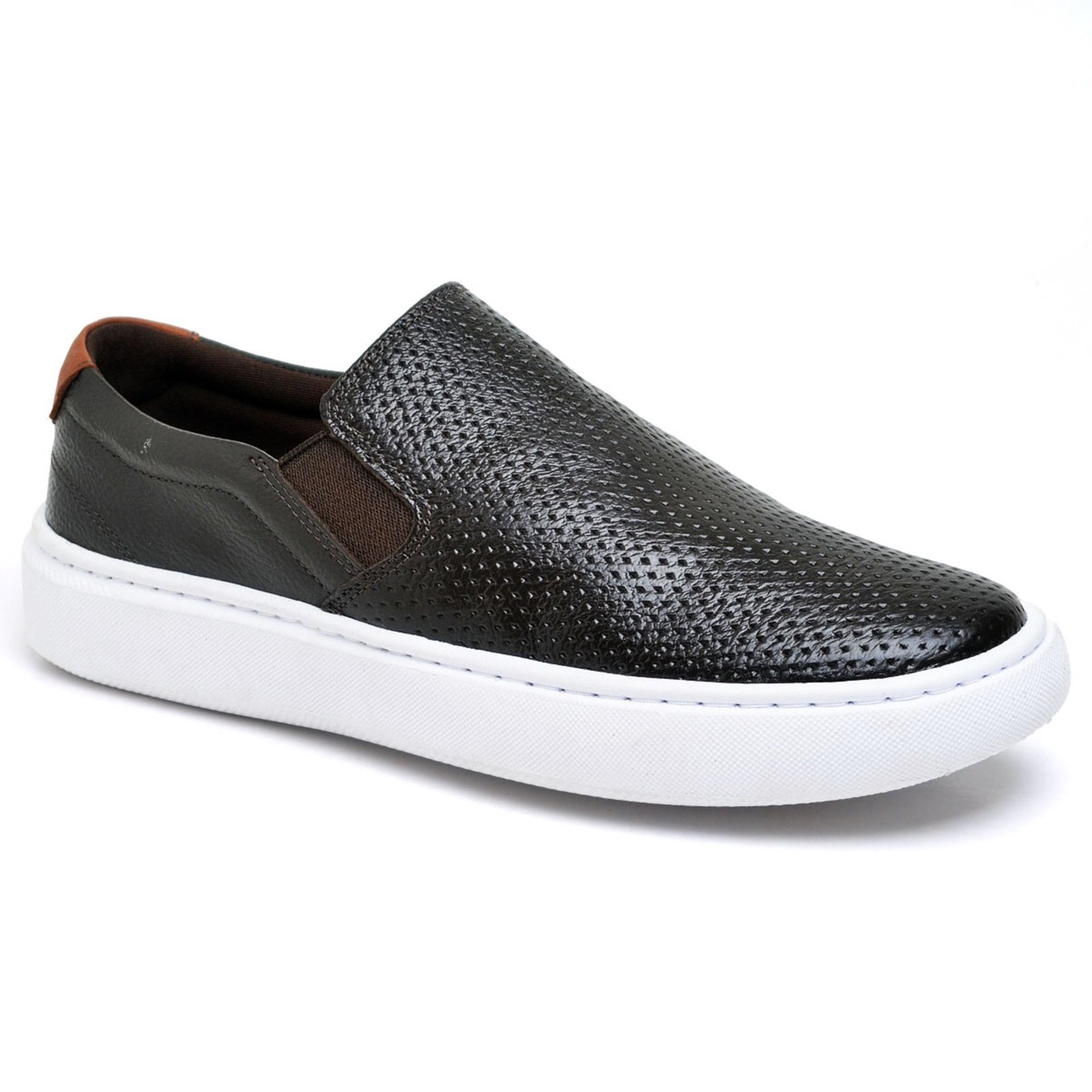 Tênis Slip On Iate Casual Couro Macio Calce Fácil Sola Flat Café