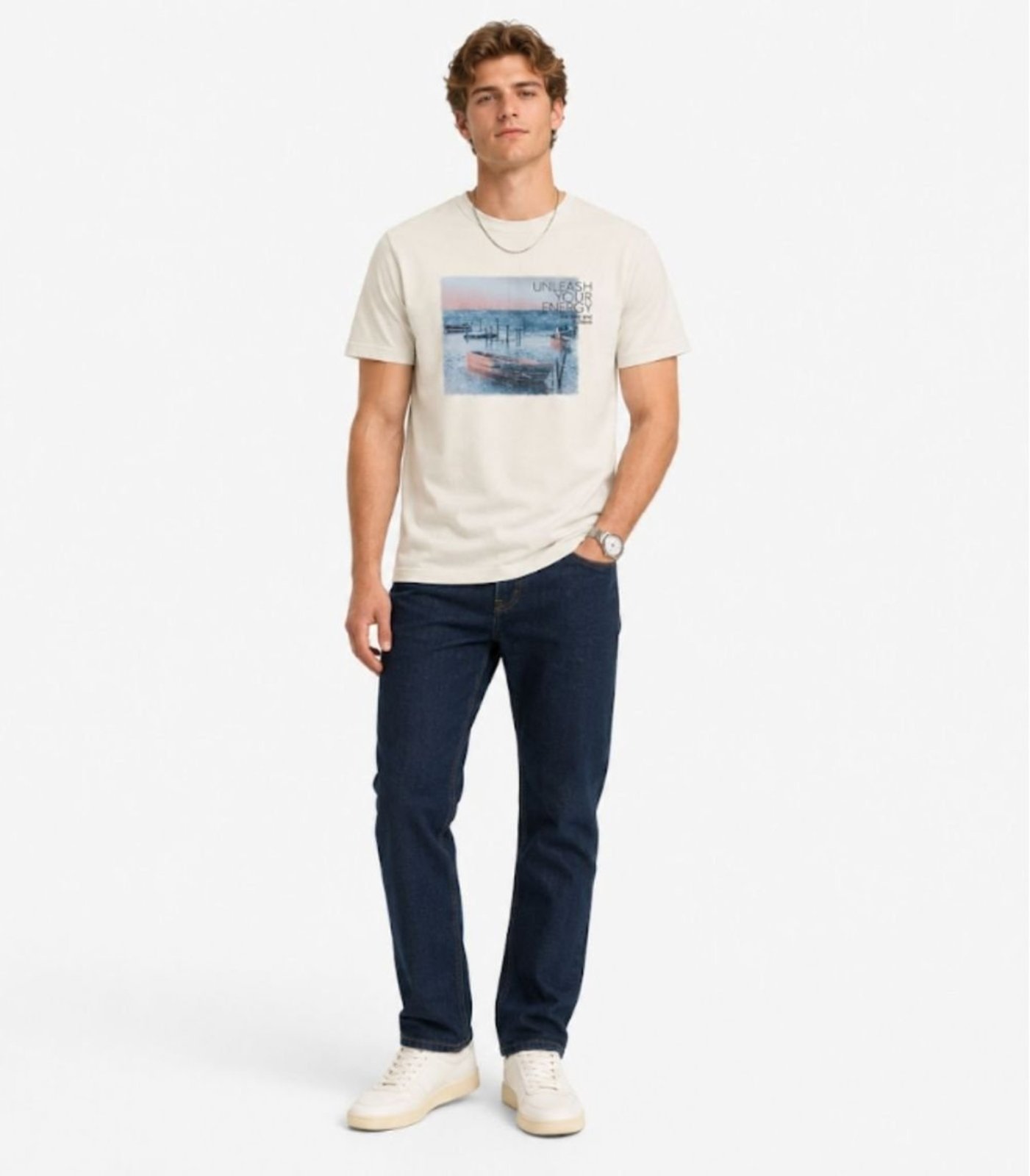Camiseta Meia Malha Masculina Diametro Bege