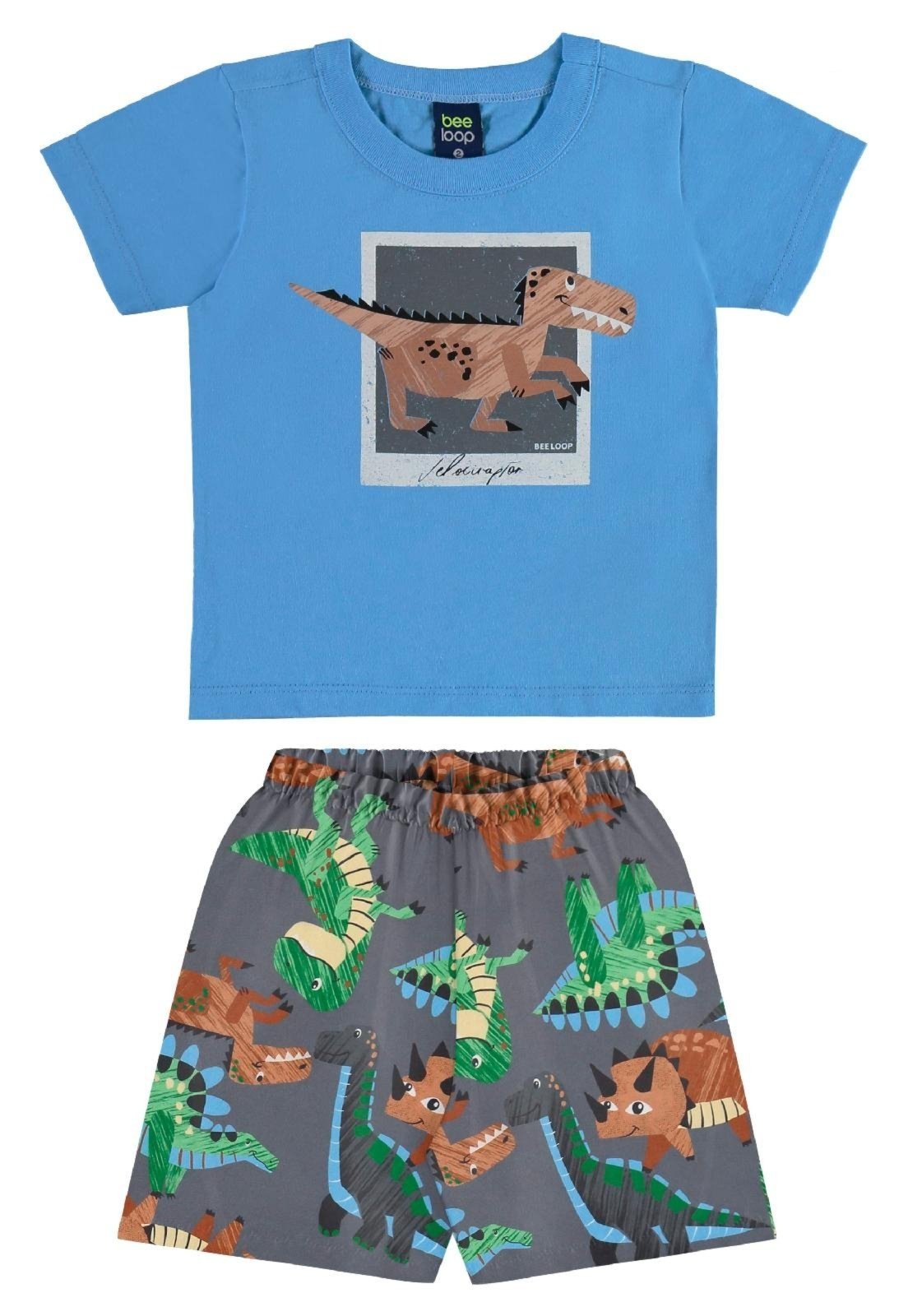 Vista 2 Infantil - Conjunto Dino Camiseta Bermuda Bee Loop azul Bee Loop azul