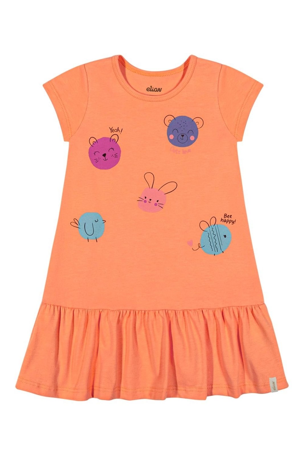 Infantil - Vestido Menina Poás Bichinhos Elian Laranja