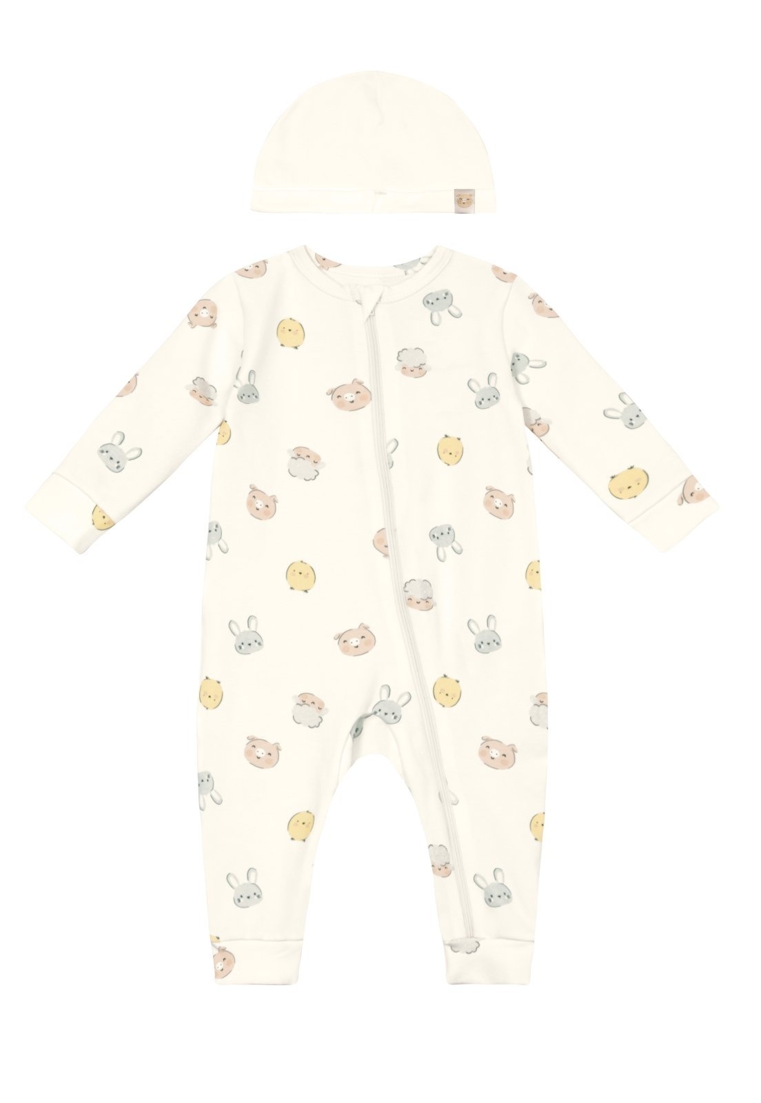 Infantil - Macacão unissex em cotton com touquinha Brandili Baby