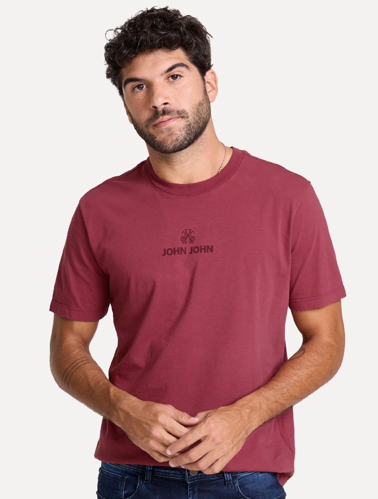 Camiseta John John Masculina Regular Fit Loft Vinho