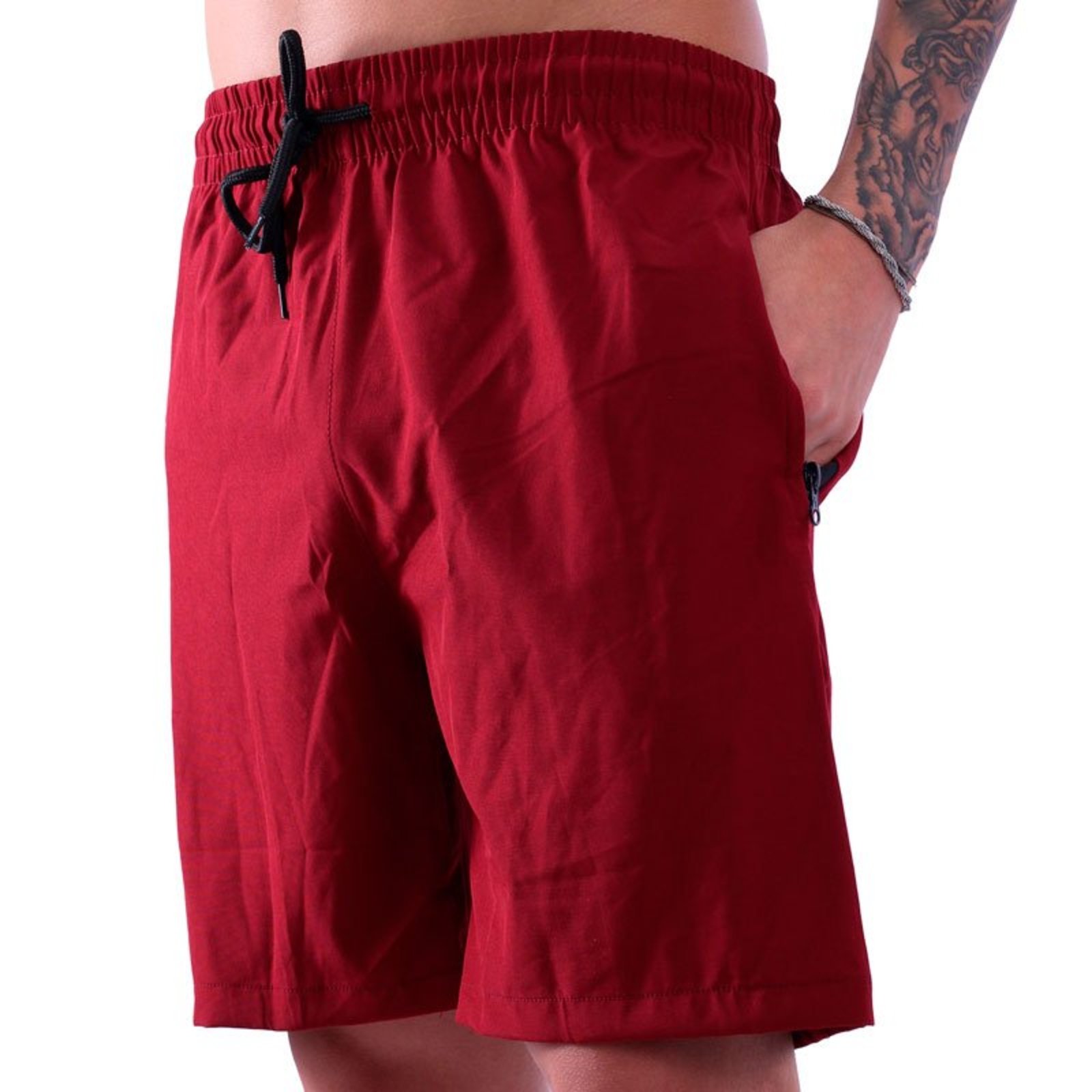 Bermuda em Tactel com Elastano Masculino MXD Conceito Bolso Com Ziper Bordô