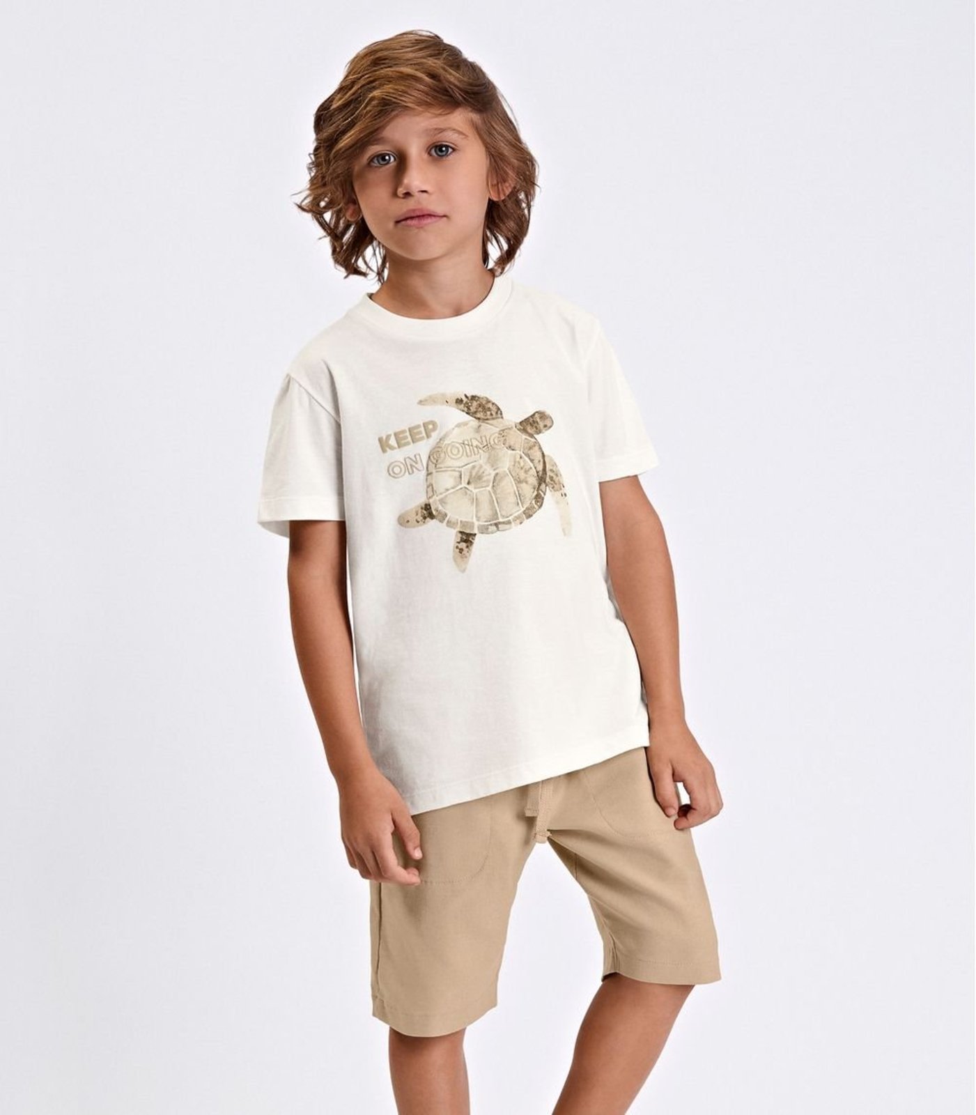 Infantil - Conjunto Verão Menino Meia Malha Trick Nick Bege