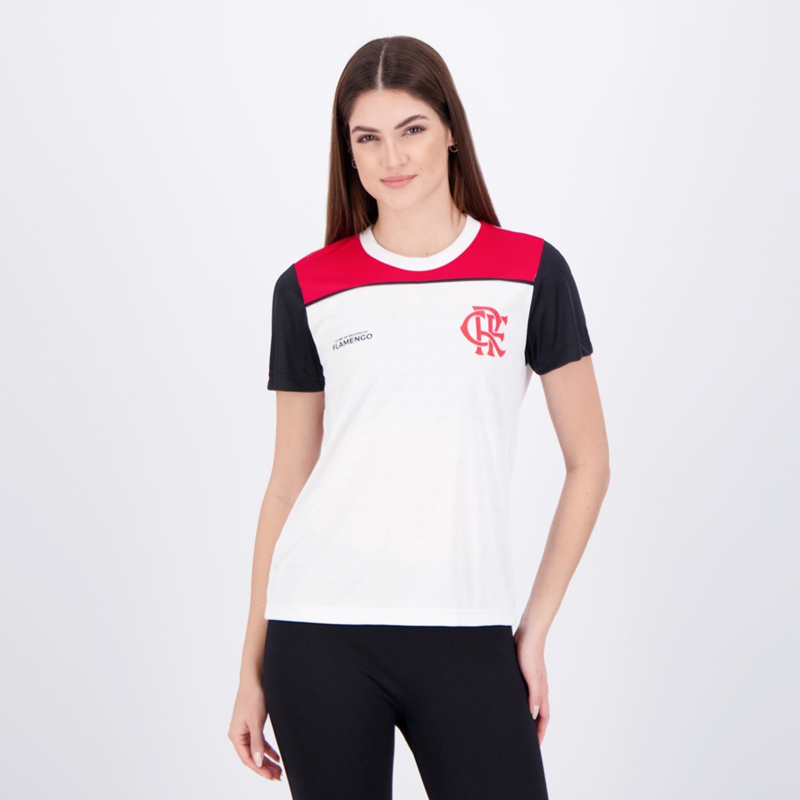 Vista 2 Camisa Flamengo Fulgor Feminina Branca braziline branco braziline branco