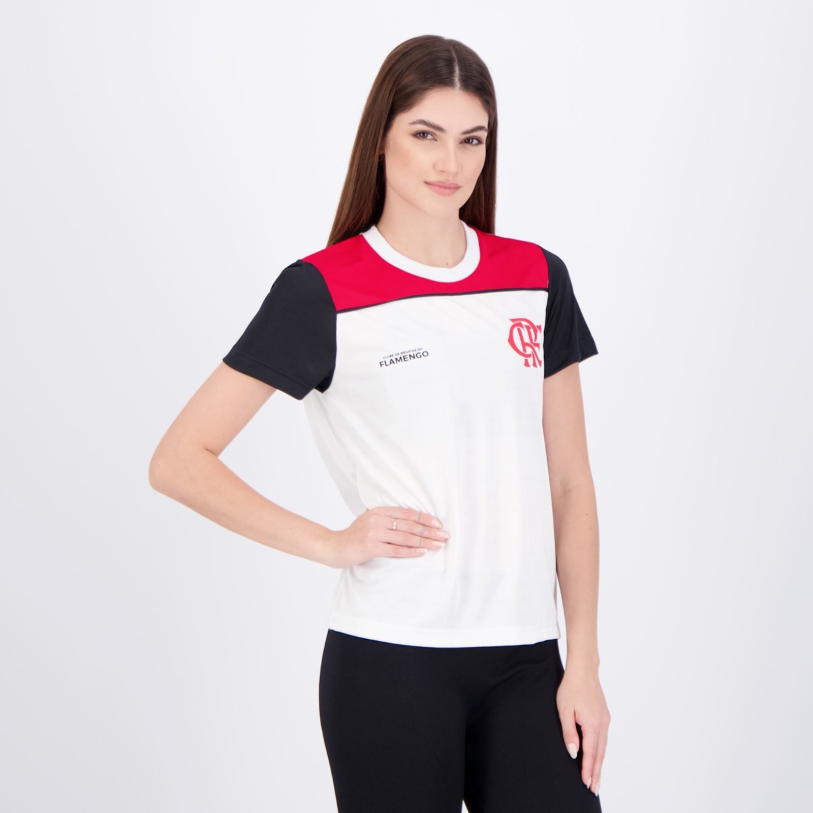 Vista 3 Camisa Flamengo Fulgor Feminina Branca braziline branco braziline branco