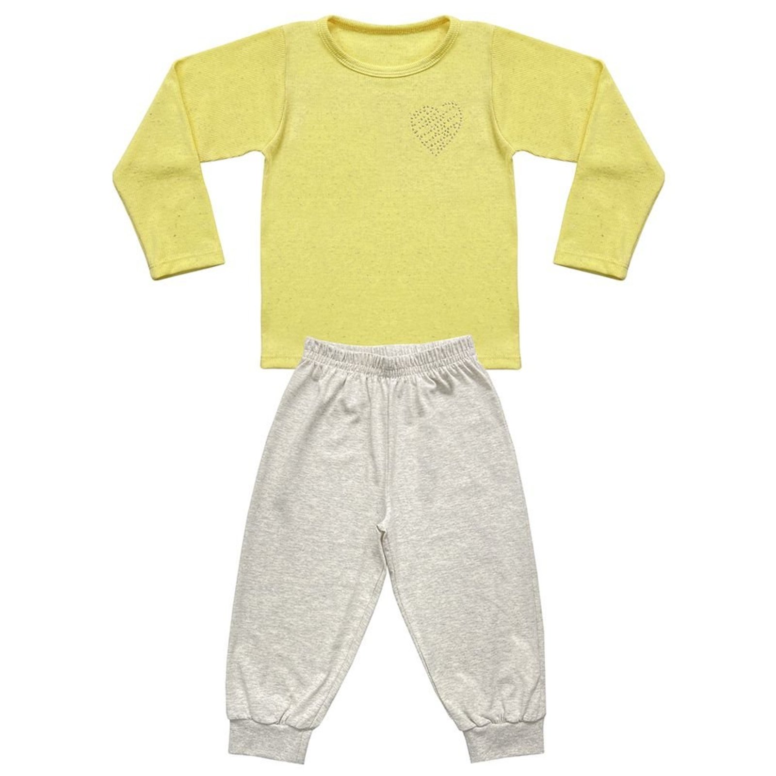Pijama Look Jeans Longo Amarelo
