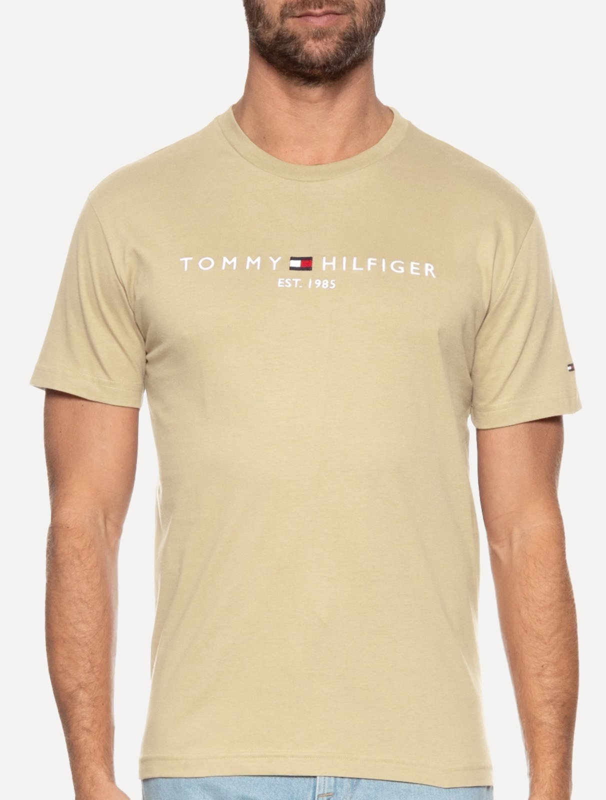 Vista 2 Camiseta Tommy Hilfiger Masculina Light Core Logo Tee Médio cáqui Tommy Hilfiger cáqui