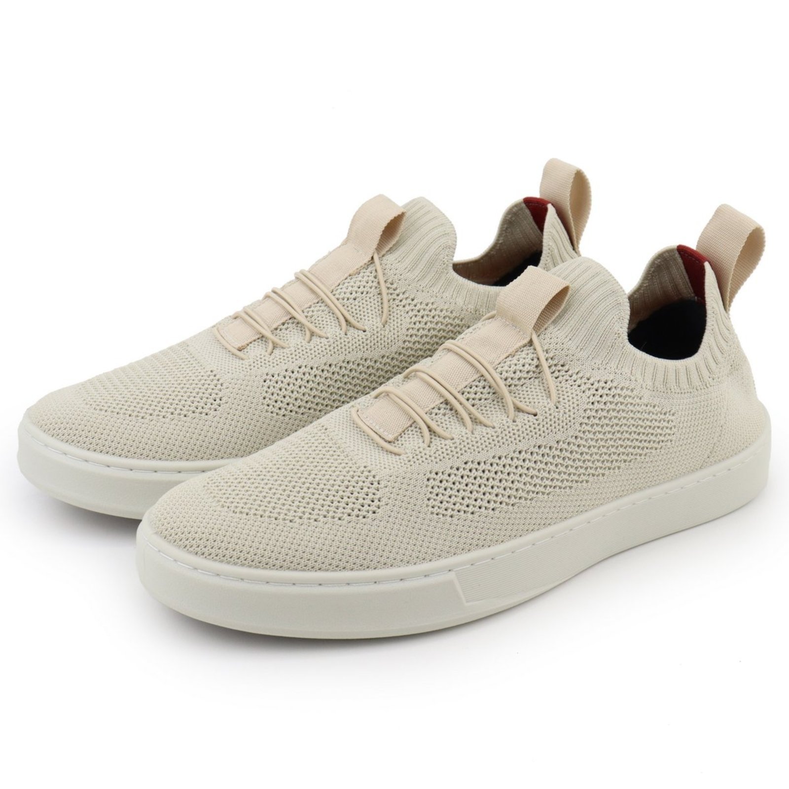 Tênis Masculino Casual Veritimo Sapato Sapatenis Slip On Elástico Esporte Fino Leve Macio Bege