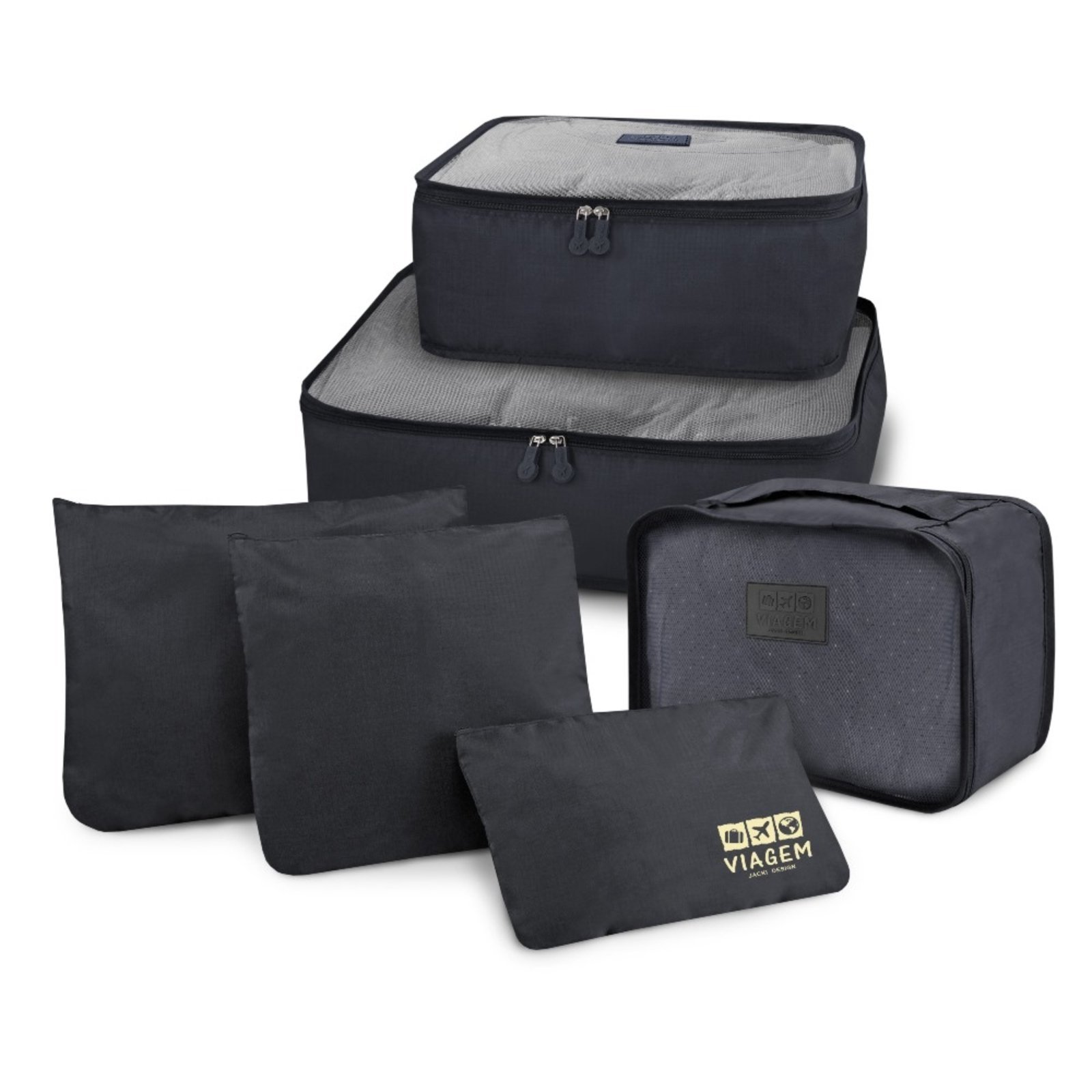 Kit Organizador de Malas de 6 Peças Jacki Design Viagem Preto