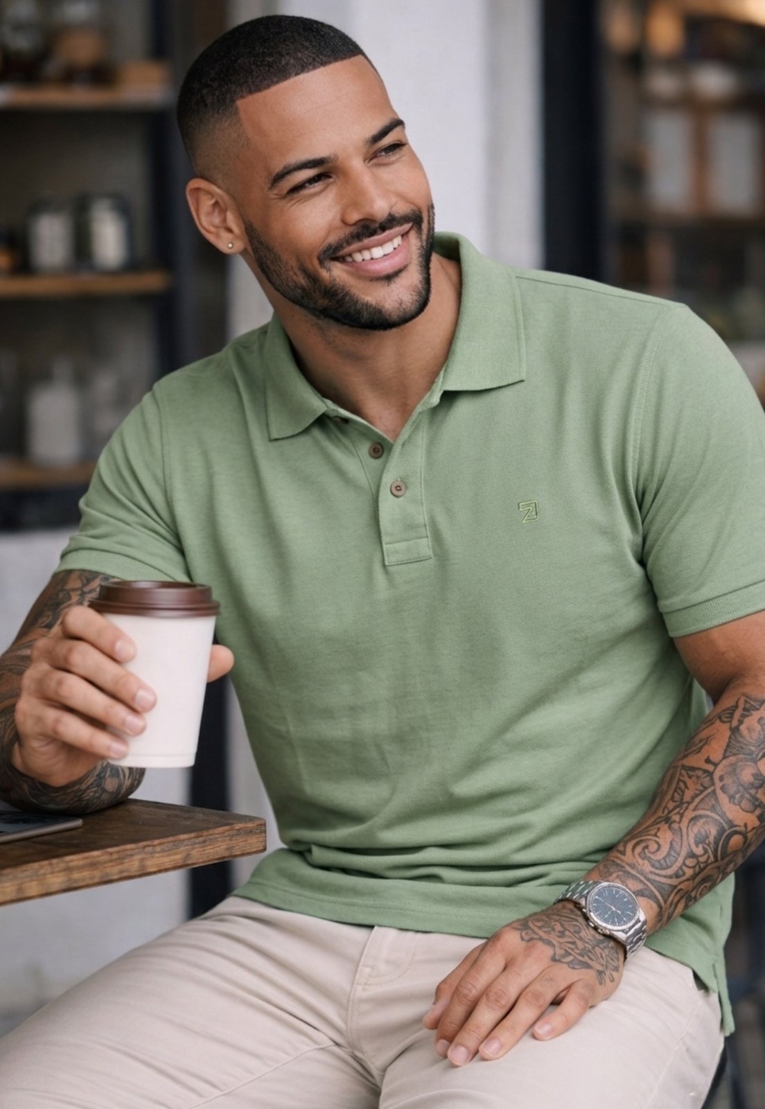 Camisa Polo Masculina Piquet Daze Modas Verde