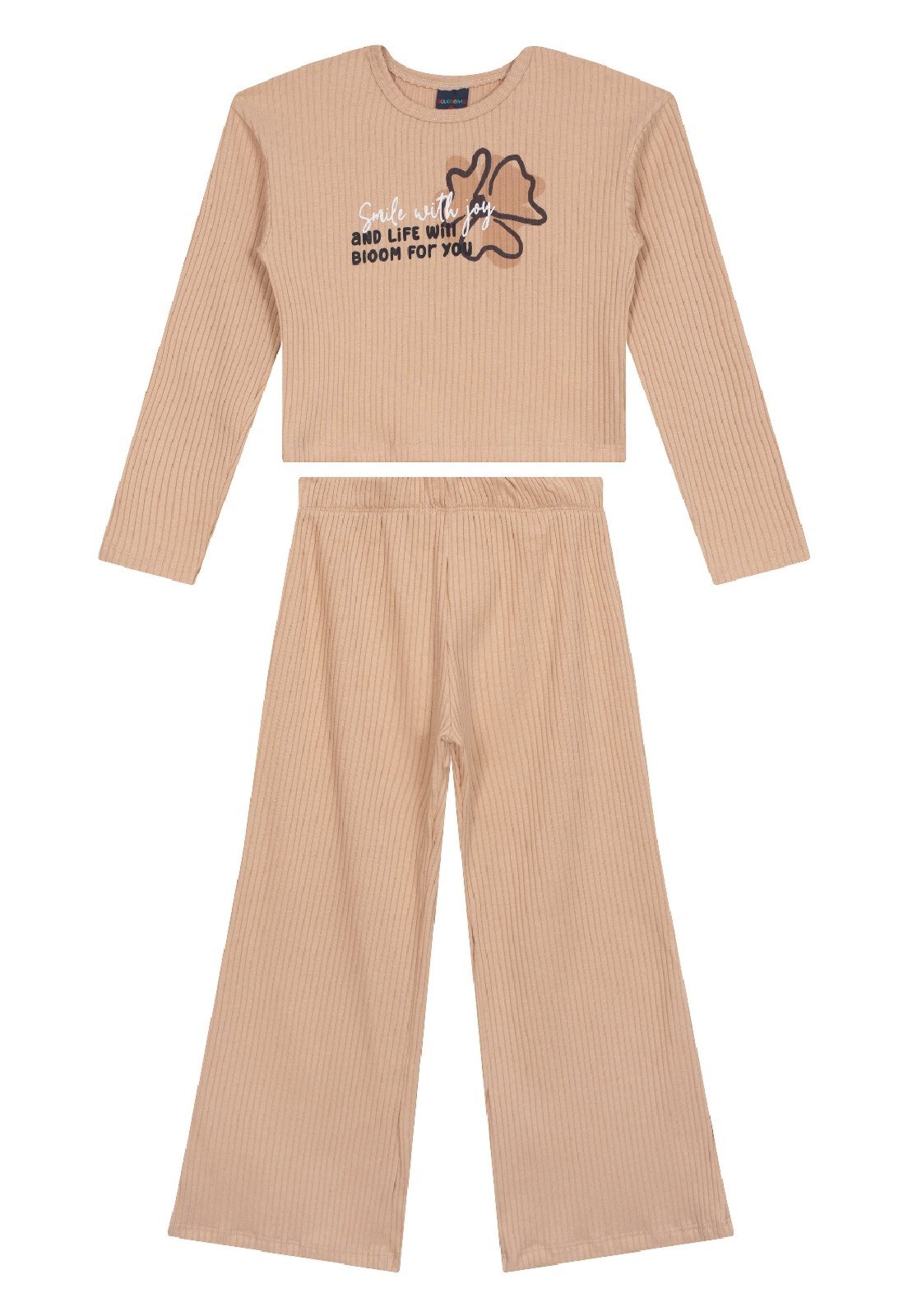 Infantil - Conjunto para Menina de Blusa Cropped e Calça Guloseima Marrom