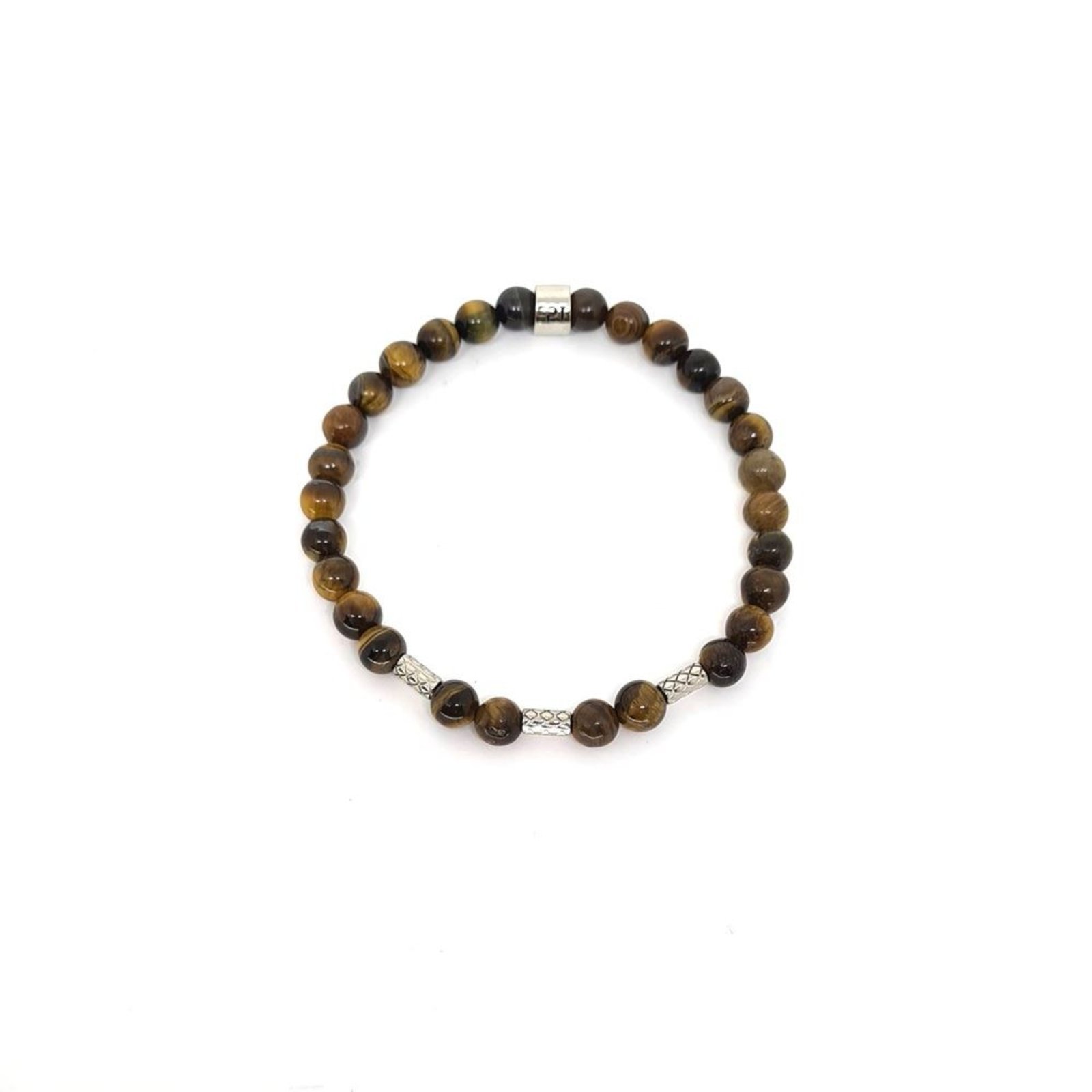 Pulseira Emporio Top de Pedras Olho de Tigre Tube Silver