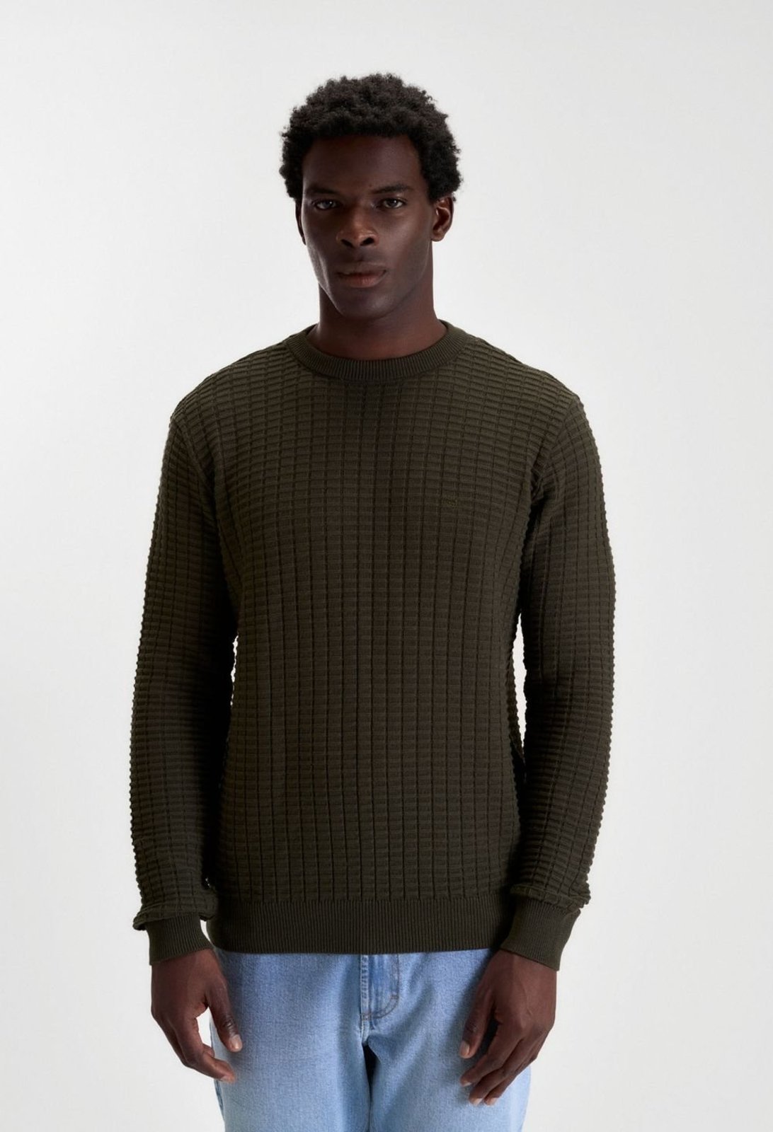SUÉTER DOCTHOS SLIM TRICOT COM TEXTURA Sueter Docthos Slim Tricot Com Textura 063 Verde P
