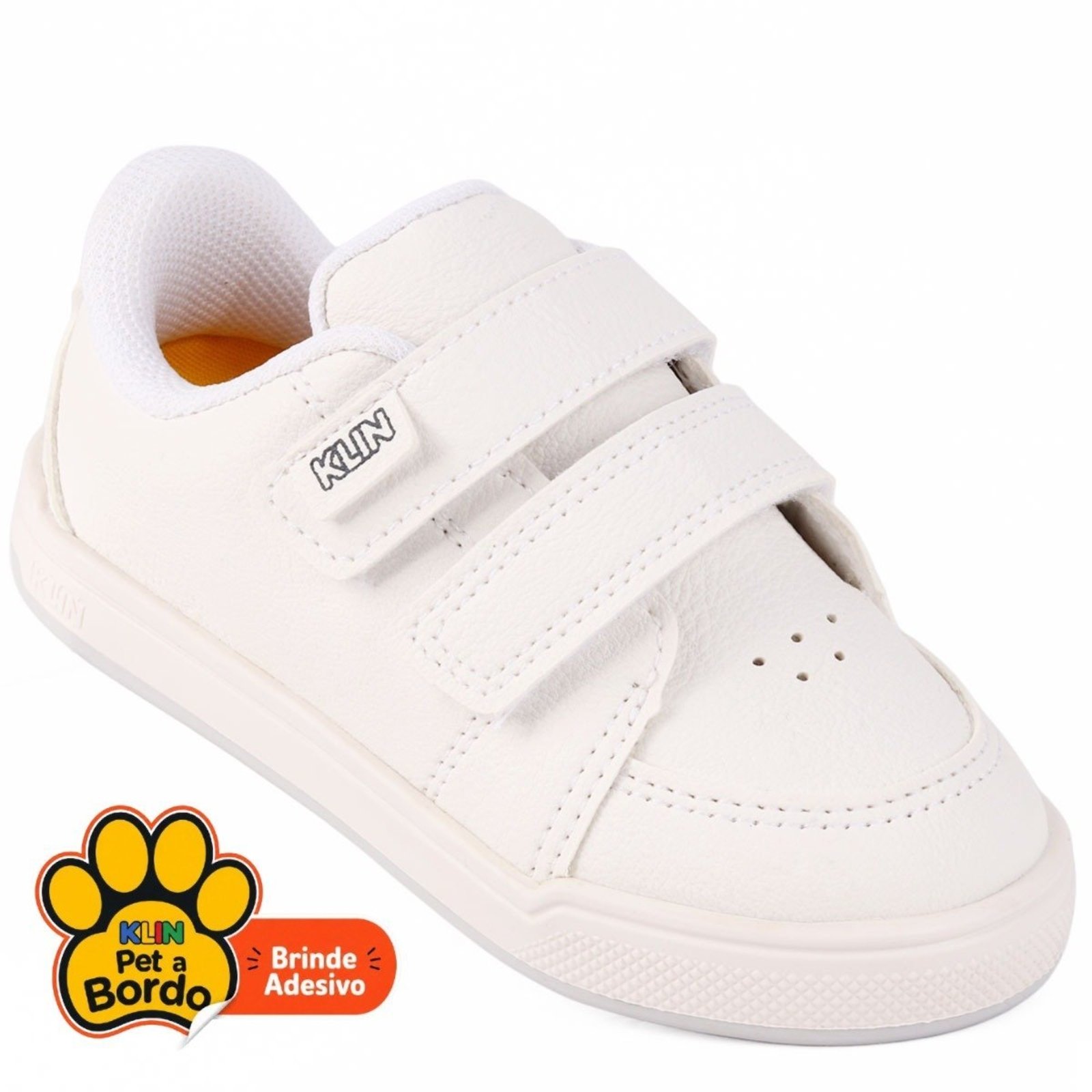 Infantil - Tênis Klin Flyer Branco com Fita Aderente Dupla