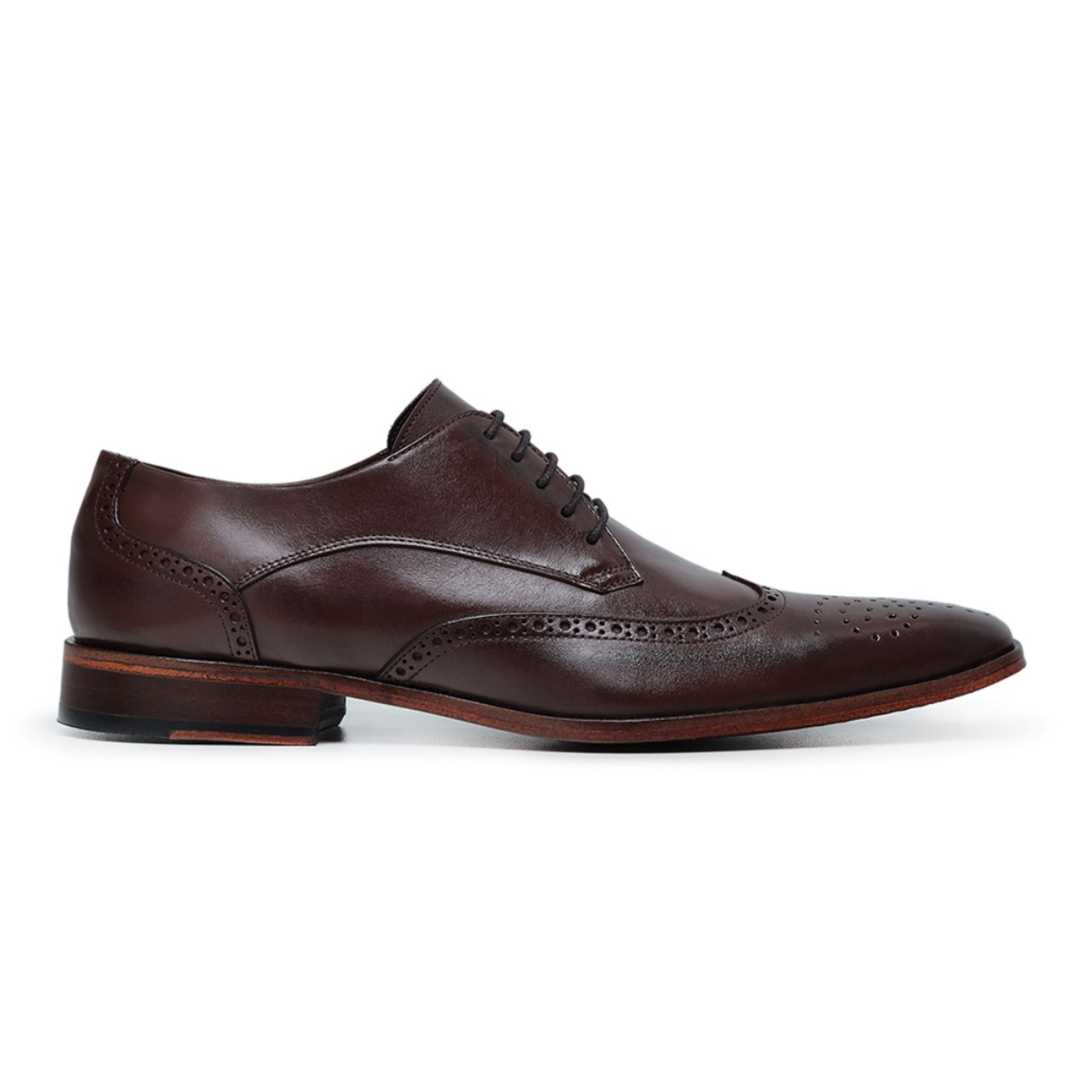 Sapato Social em Couro Brogue Sola Madeira Paulo Vieira Homem cor Tabaco