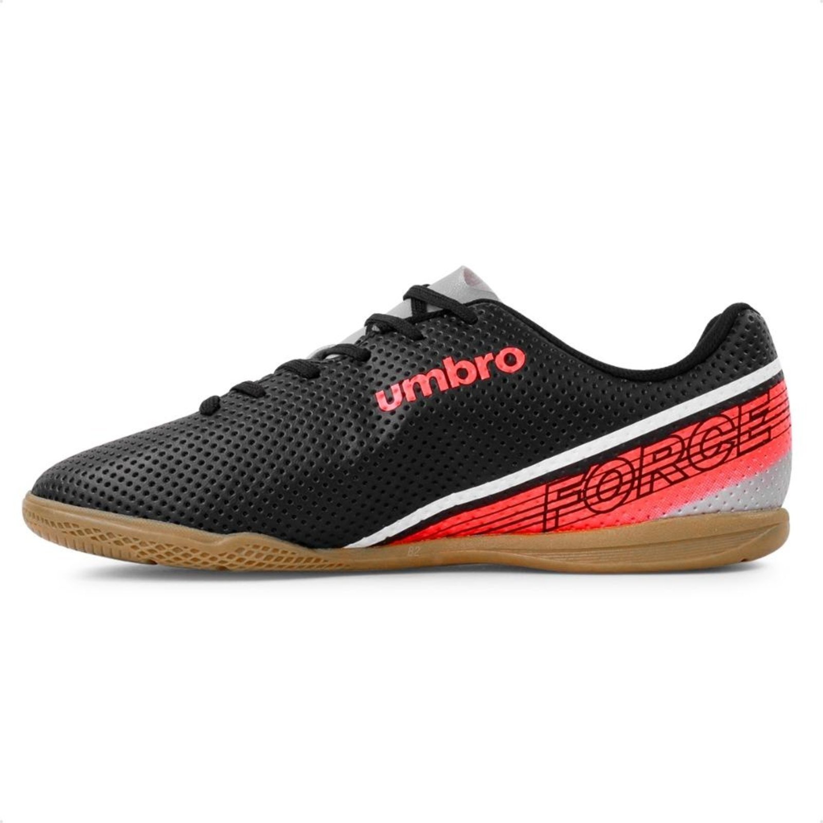 Vista 3 Chuteira Futsal Umbro Force Masculina cinza Umbro cinza