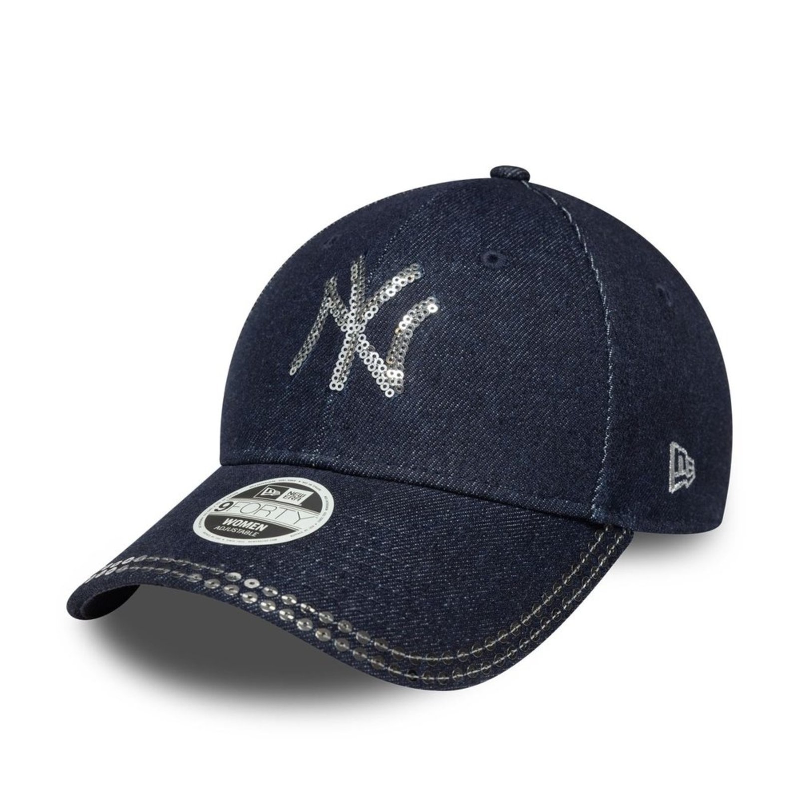 Bone New Era 9FORTY New York Yankees MLB Feminino Azul Logo Strass