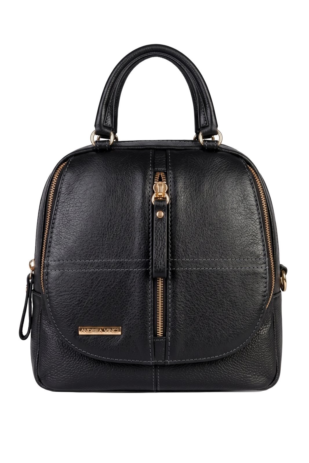 Bolsa Andrea Vinci mochila de couro liso 3 em 1 Marina – Preta
