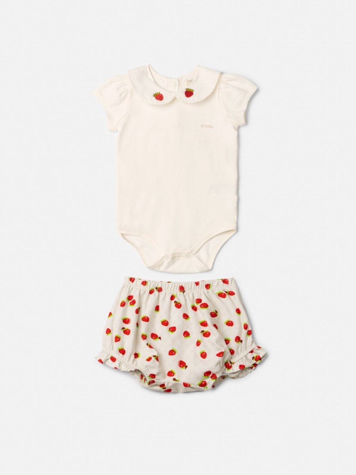 Infantil - Conjunto Blusa e Short de Morangos com Golinha