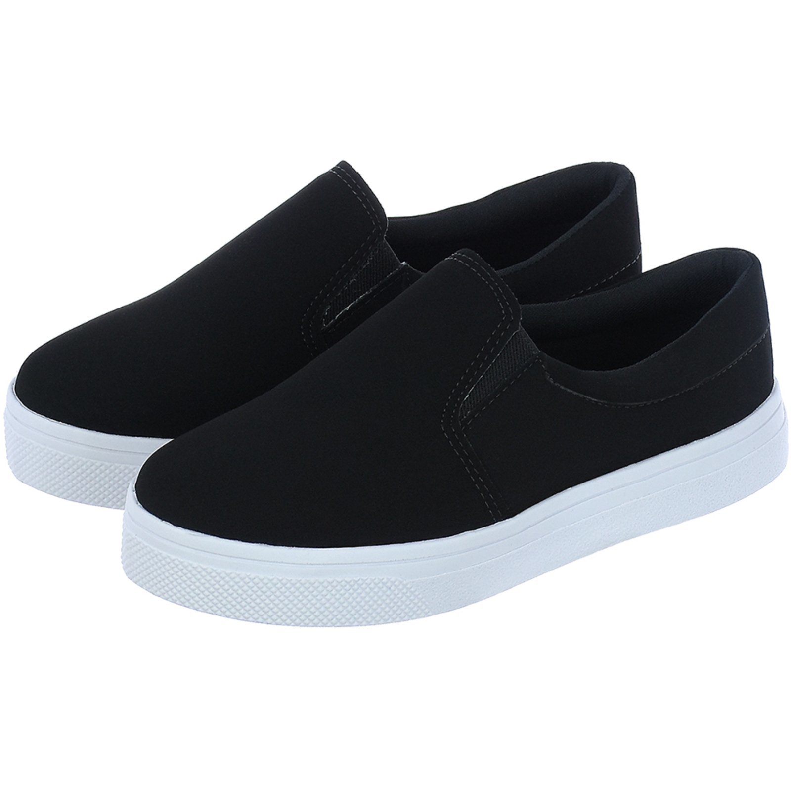 Tênis Feminino Donatella Shoes Confort Plataforma Slip On Liso Preto