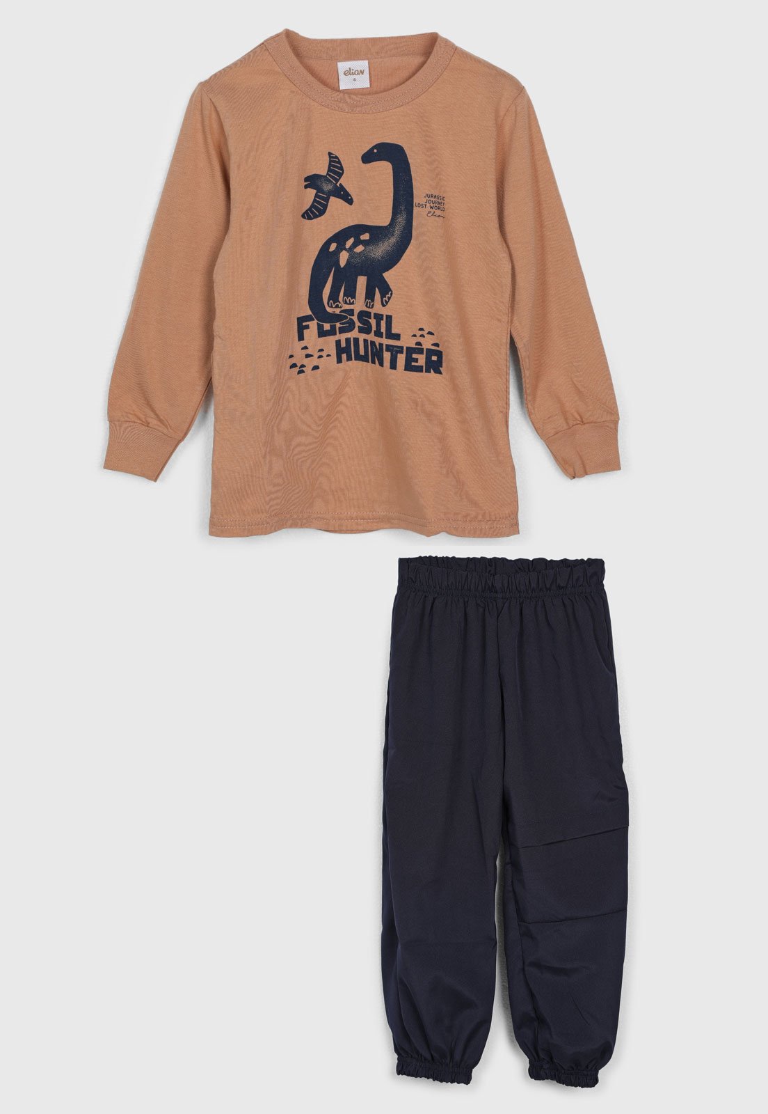 Infantil - Conjunto Elian Blusa Manga Longa e Calça Caramelo