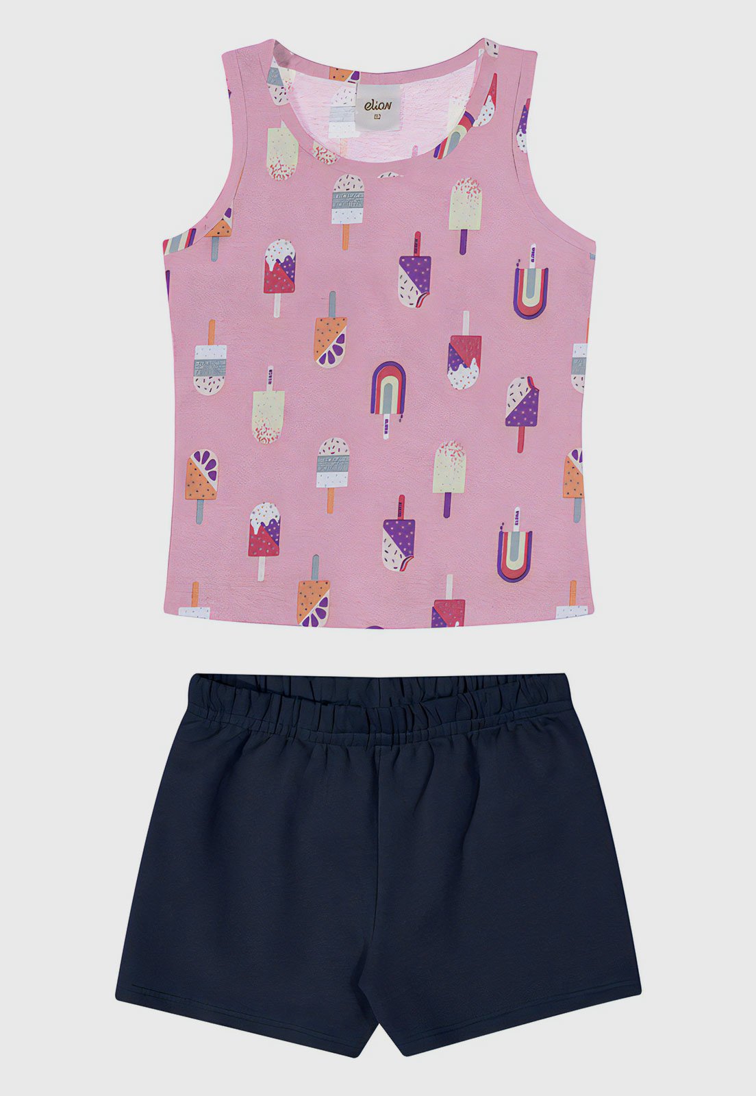 Conjunto 2pçs Manga Curta Elian Regata E Short Rosa