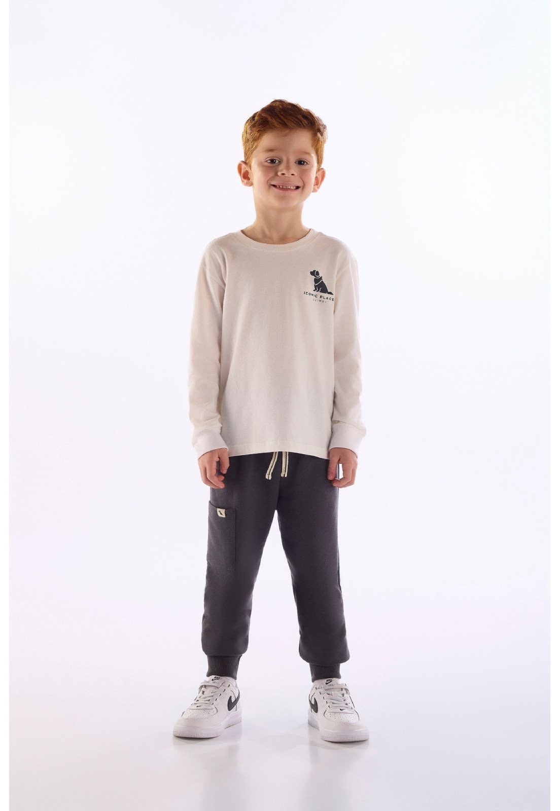 Infantil - Conjunto Camiseta Calça Cargo Quimby Branco