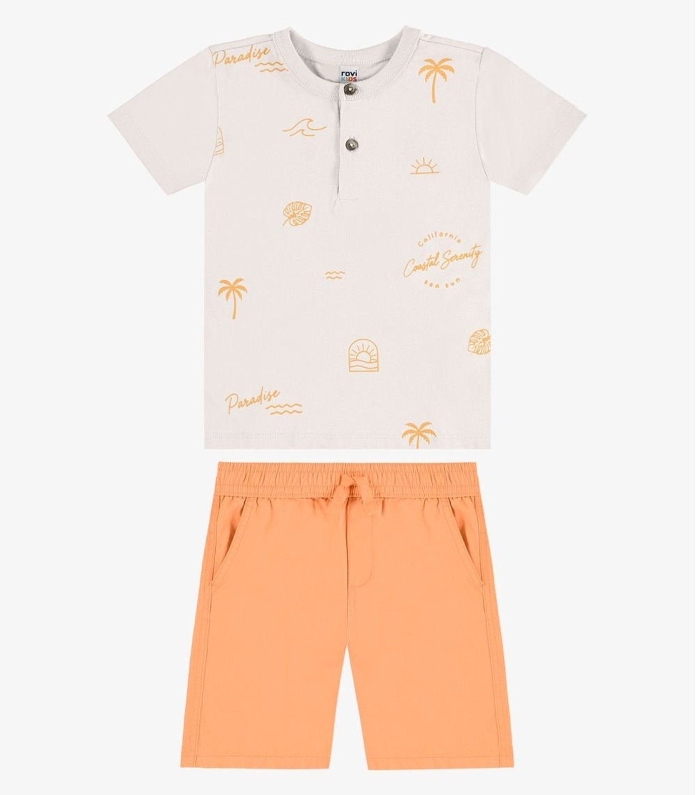 Infantil - Conjunto Camiseta Com Bermuda Rovi Bege