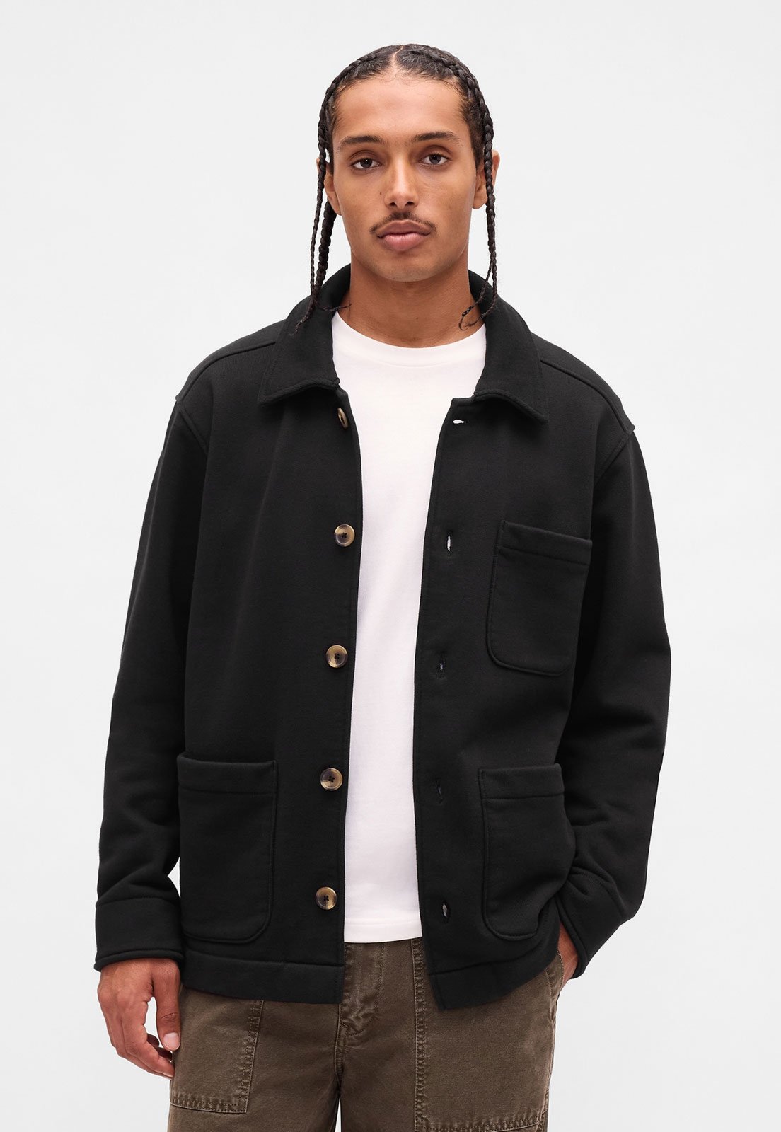 Blusa de Moletom Masculina GAP Gola Camisa Preta