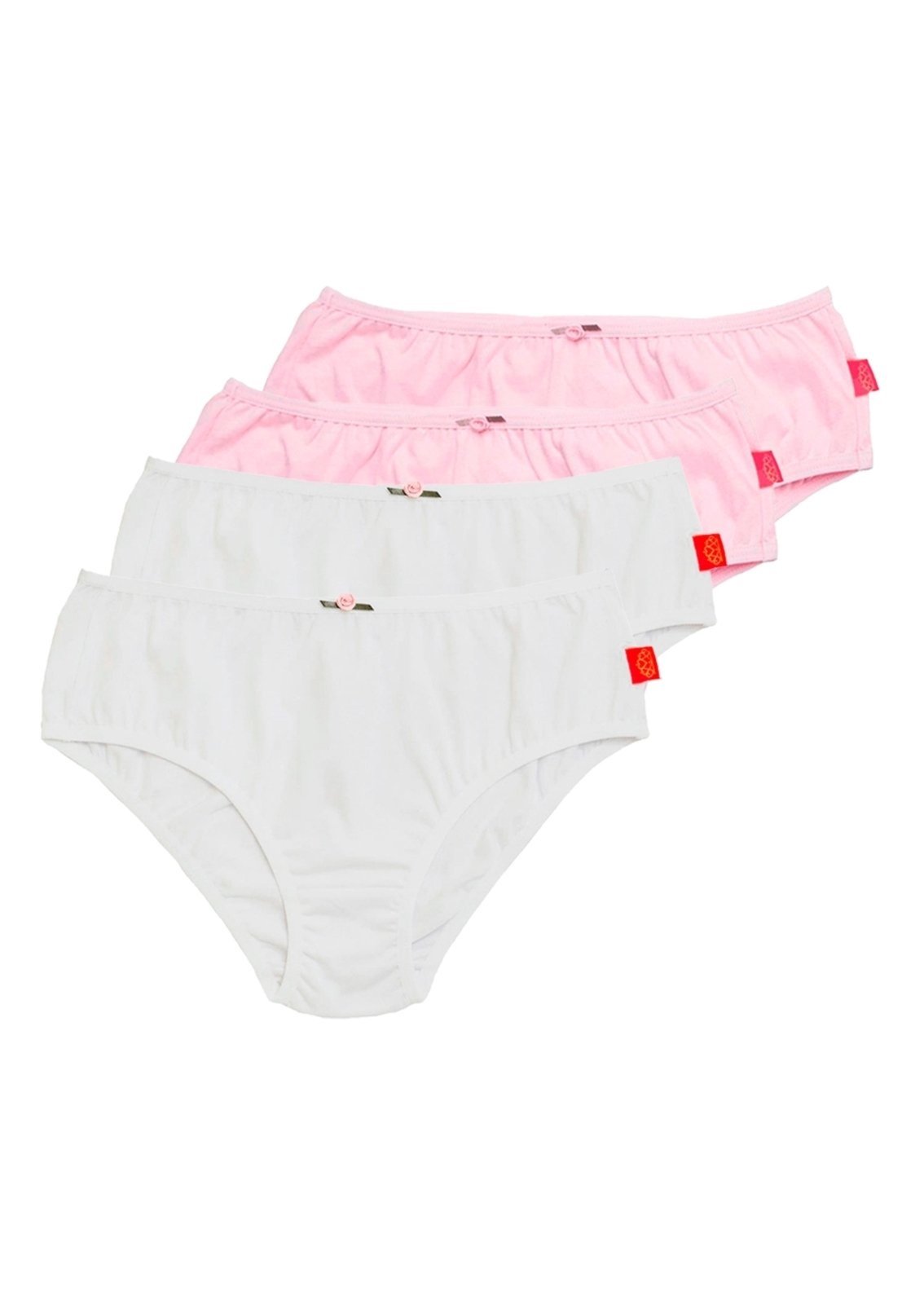 Kit com 4 Calcinhas Sanny 212830 Colorido Branco