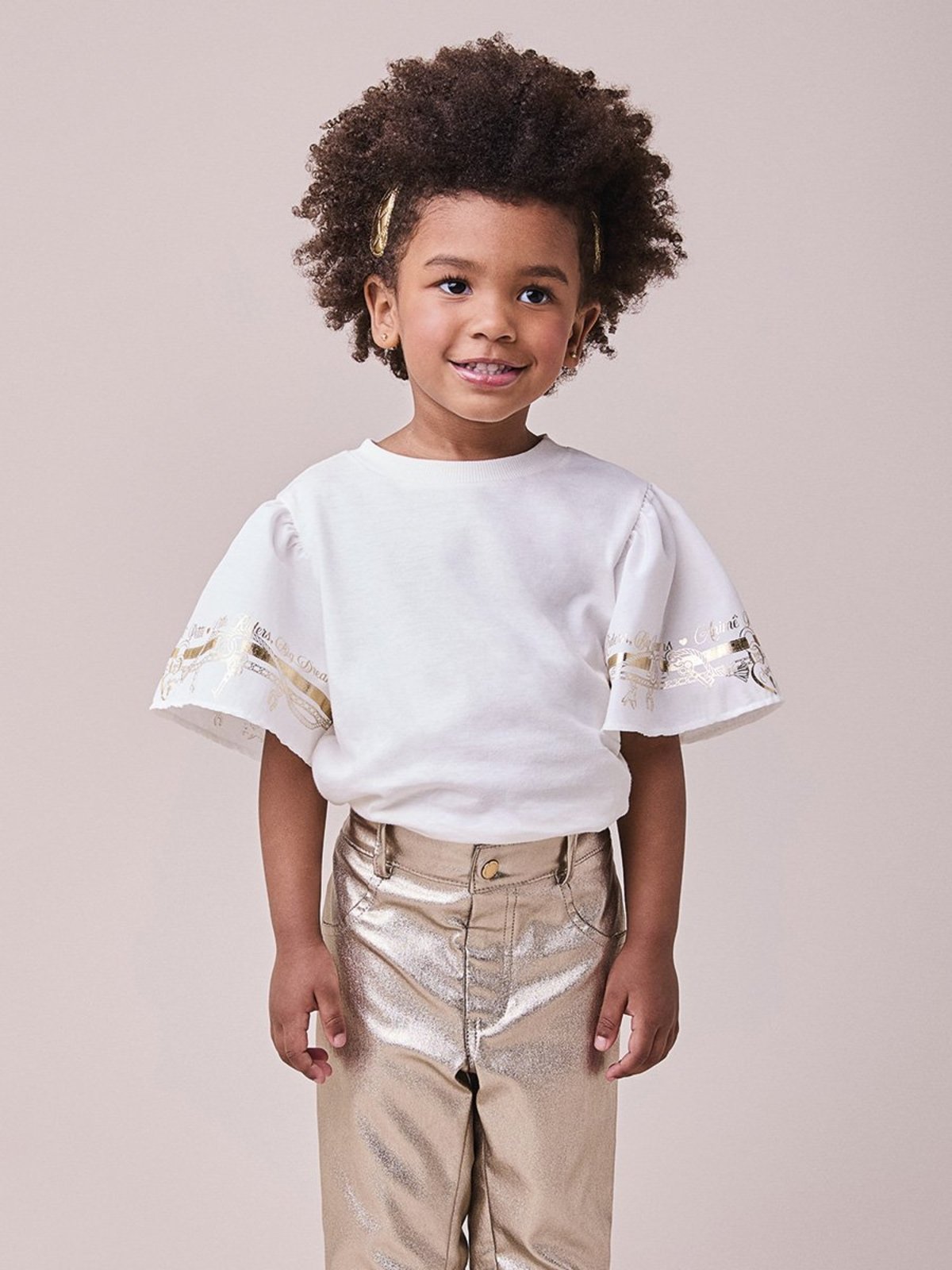 Infantil - Blusa com Estampa em Foil Dourado