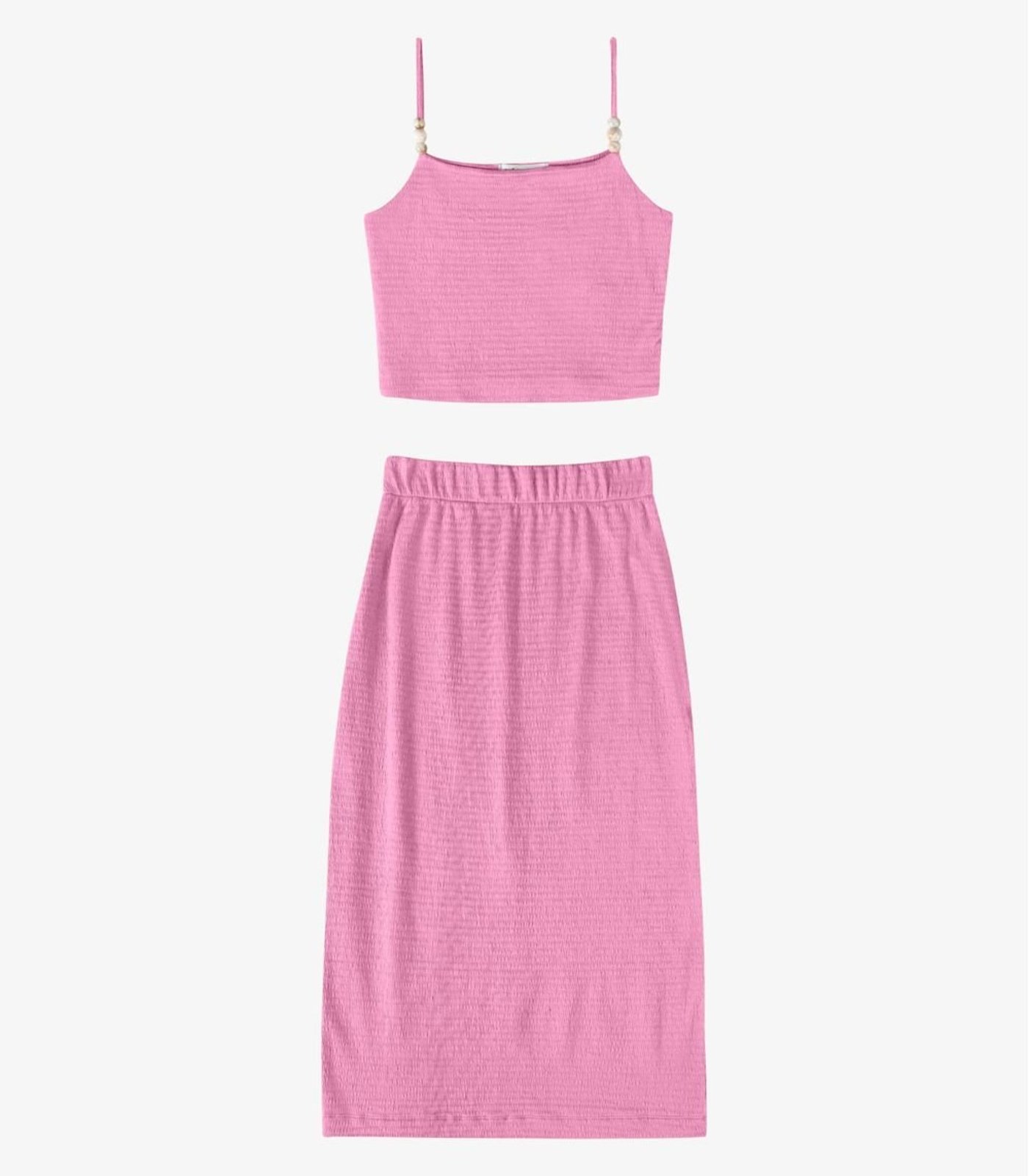 Conjunto Feminino Blusa Com Saia Midi Endless Rosa