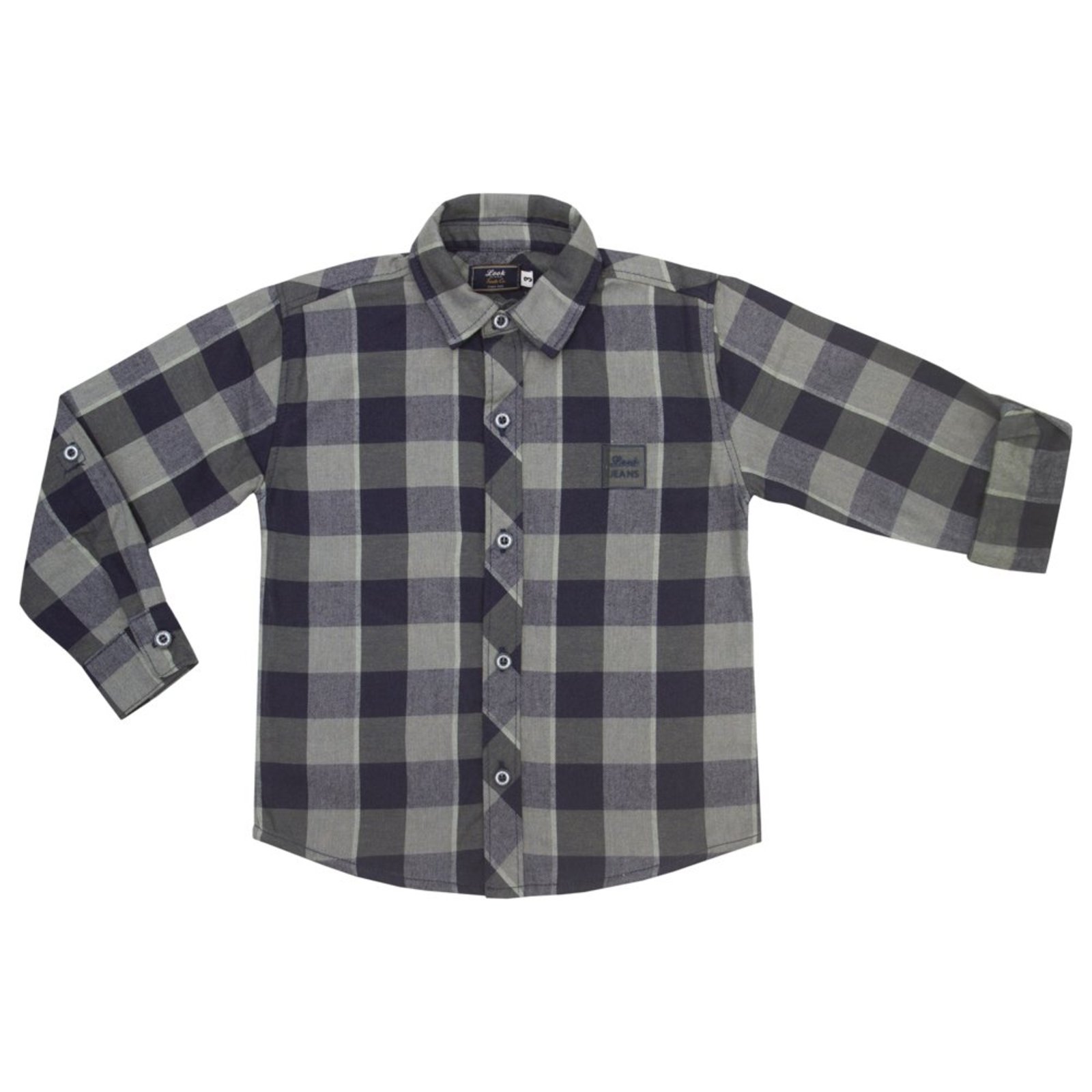 Infantil - Camisa Look Jeans Flanela Xadrez Marinho