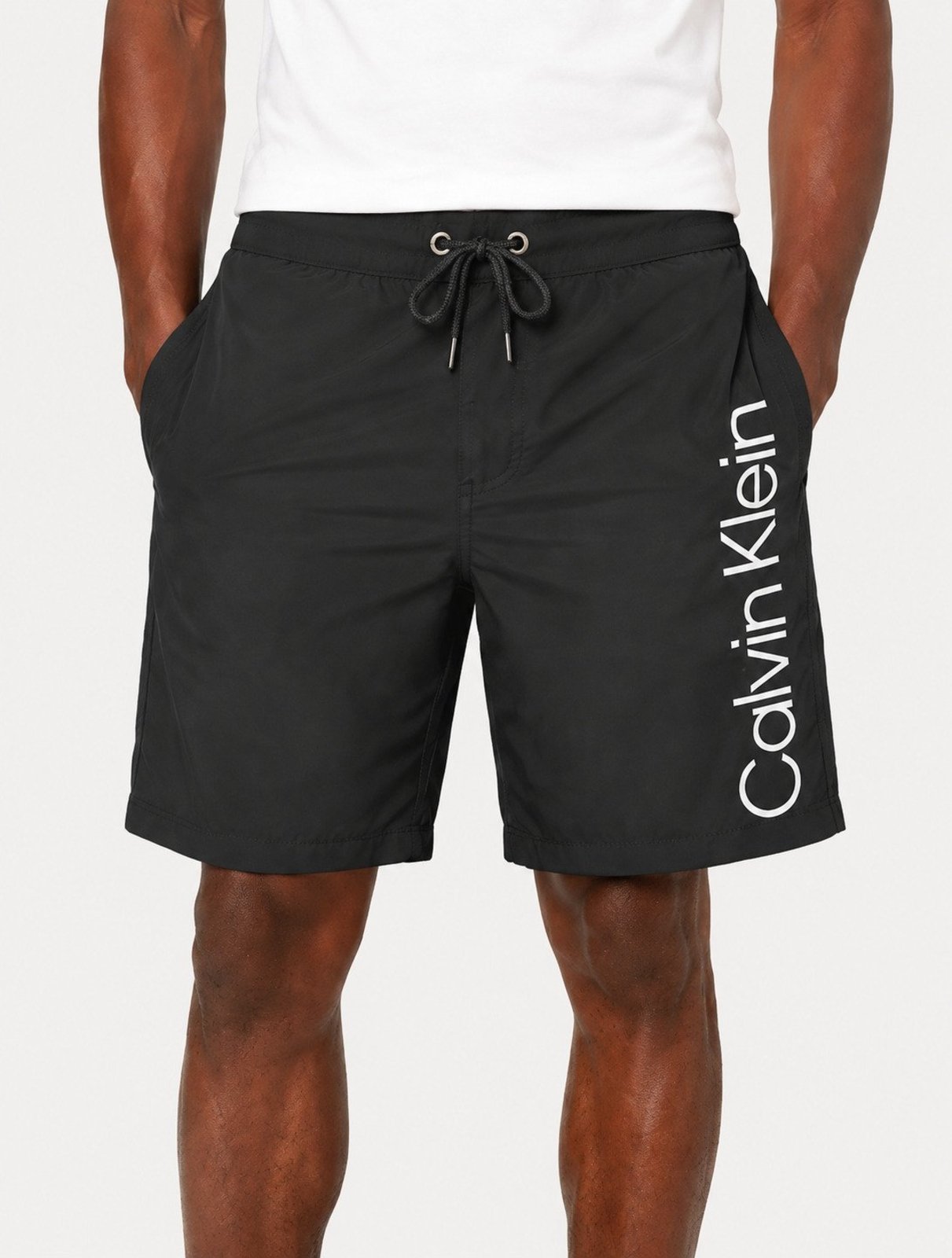 Bermuda Calvin Klein Swimwear Masculina D'Água Silk Logo Micro Preta