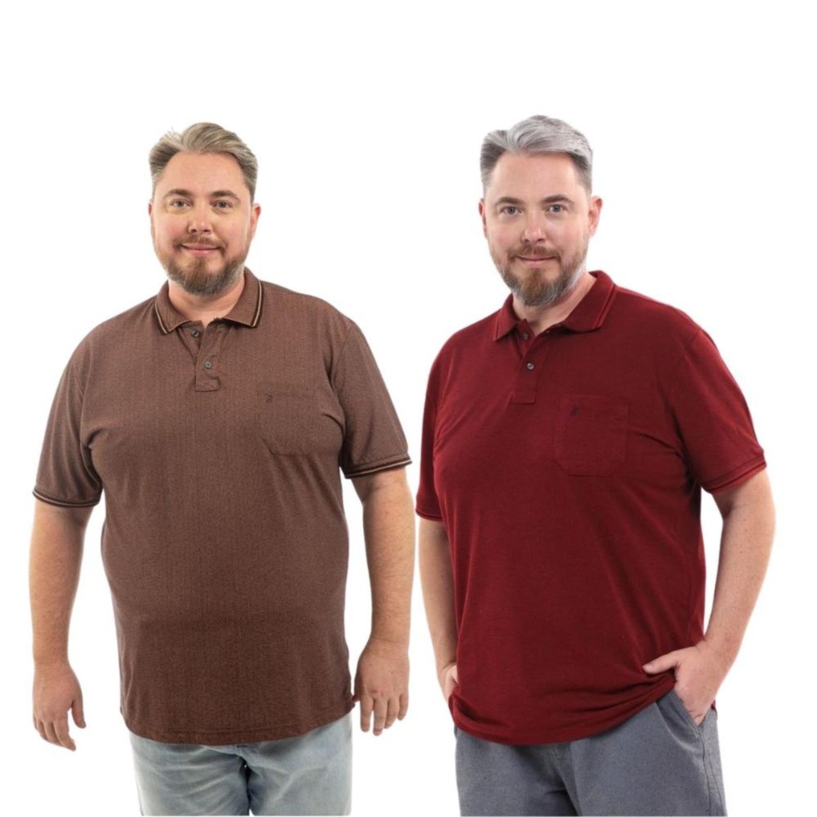 Kit 2 Camisa Polo Masculina Plus Size Pique com Bolso Casual