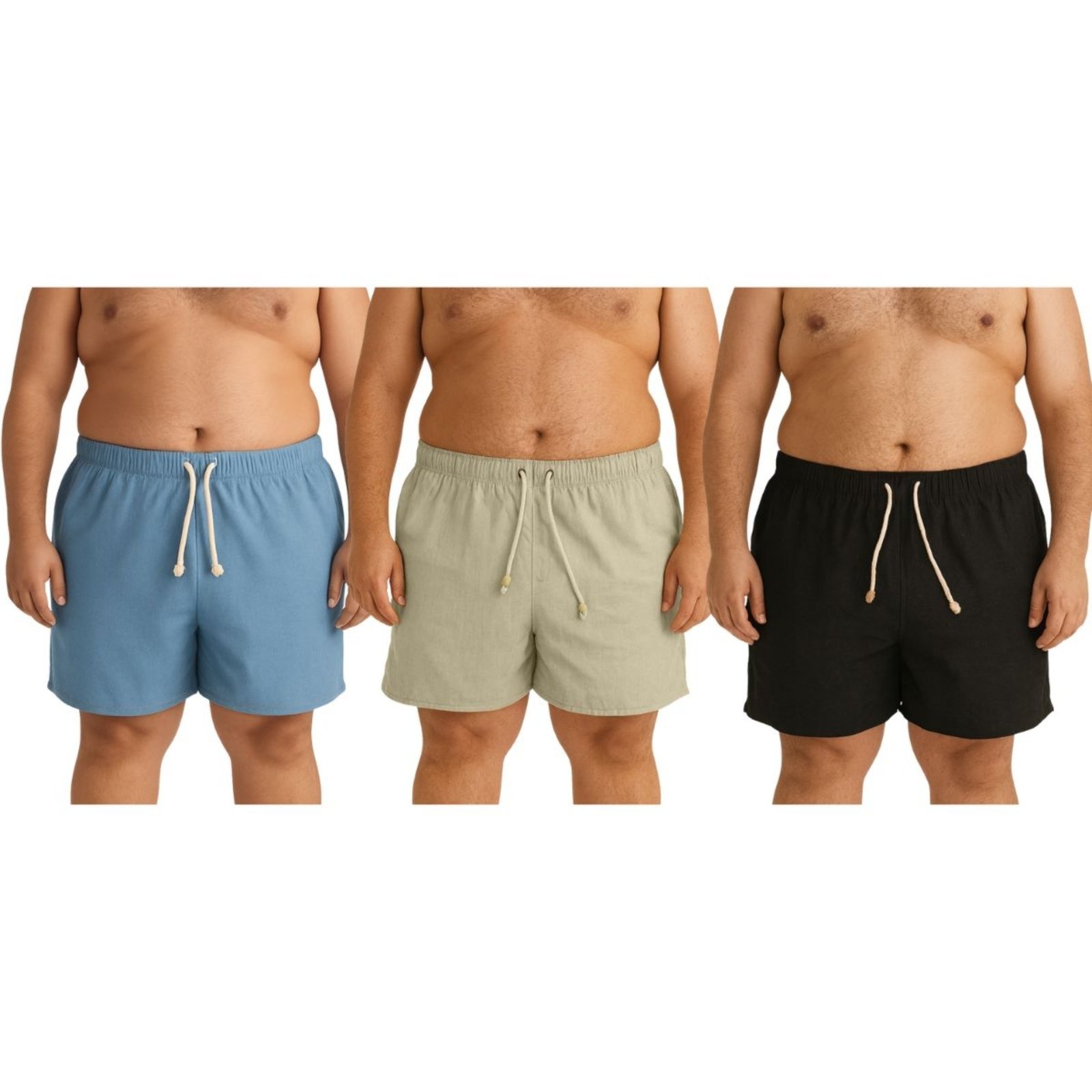 Kit 3 Shorts de Linho Premium Bermuda Masculina Moda Praia Luxo
