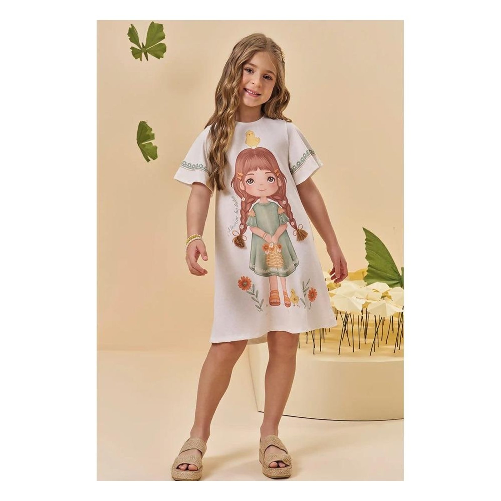 Infantil - Vestido Menina Estampado Kukiê 10 Unico