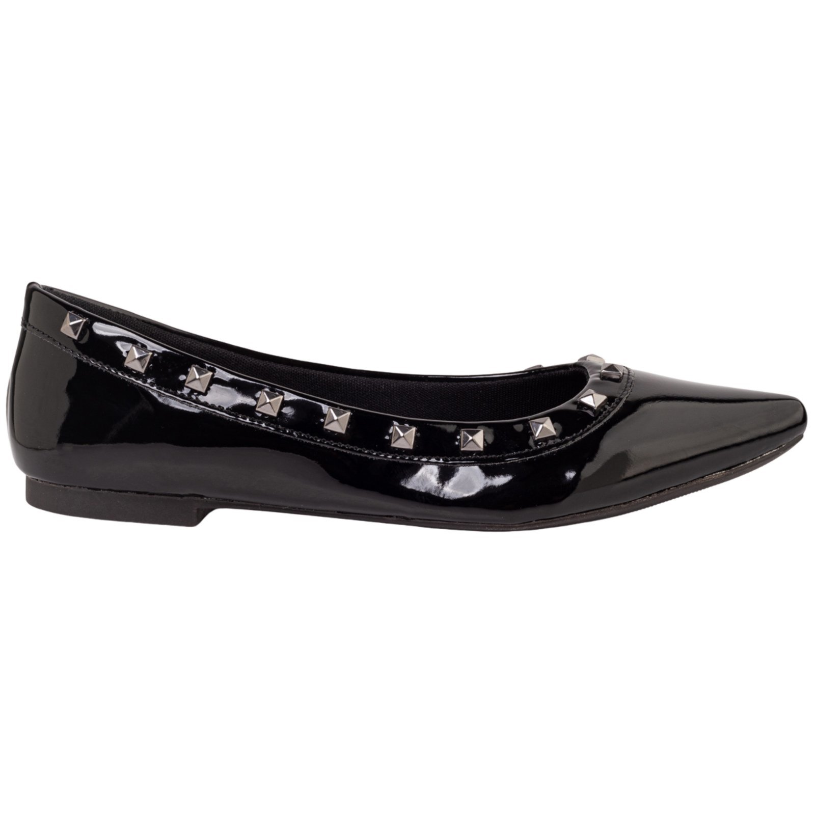 Vista 2 Sapatilha Feminina Bico Fino Casual Flat Pirâmide Confortável Via Angel 16.08 preto VIA ANGEL preto