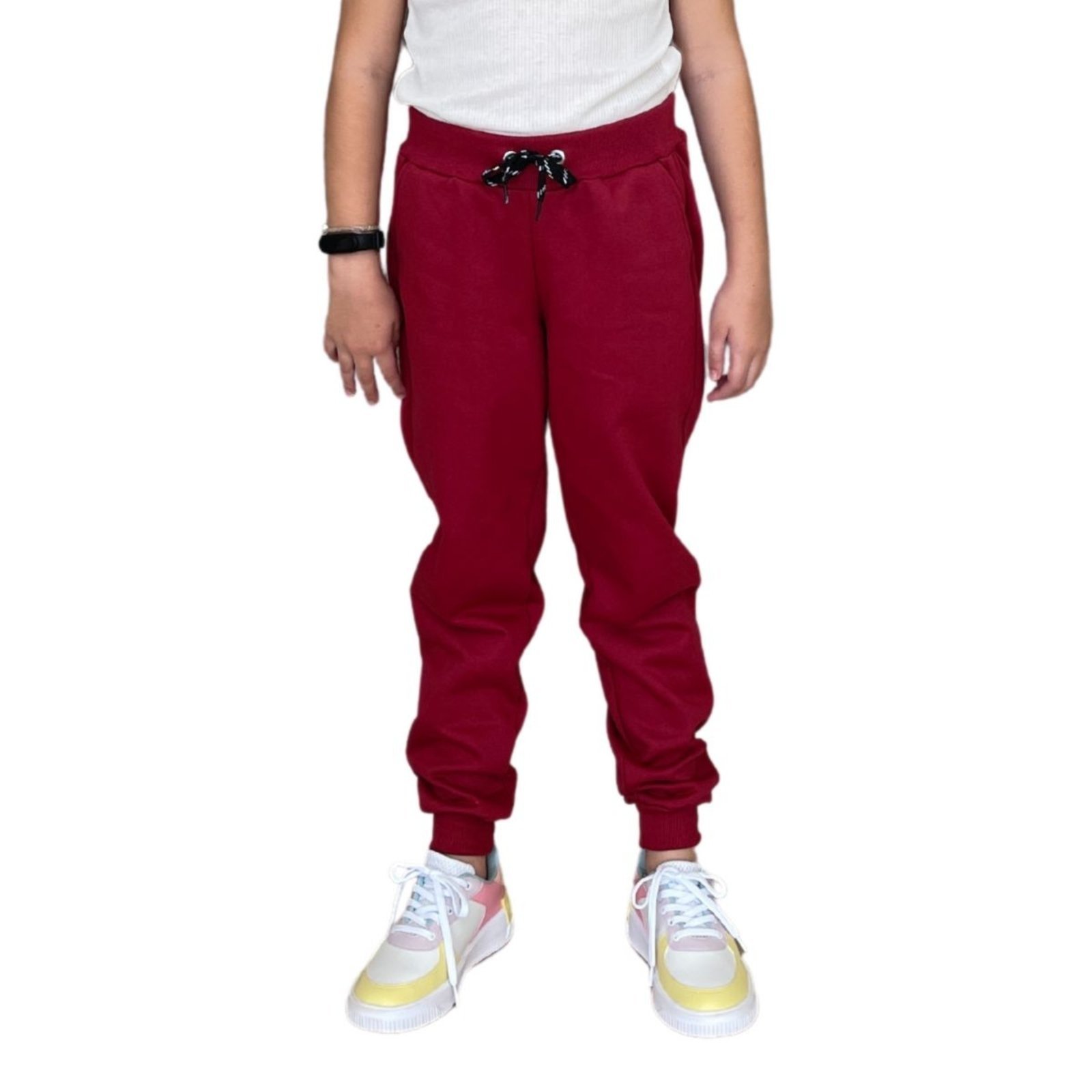 Infantil - Calça Estilo Jogger Moletom Juvenil Vinho Aliarthe