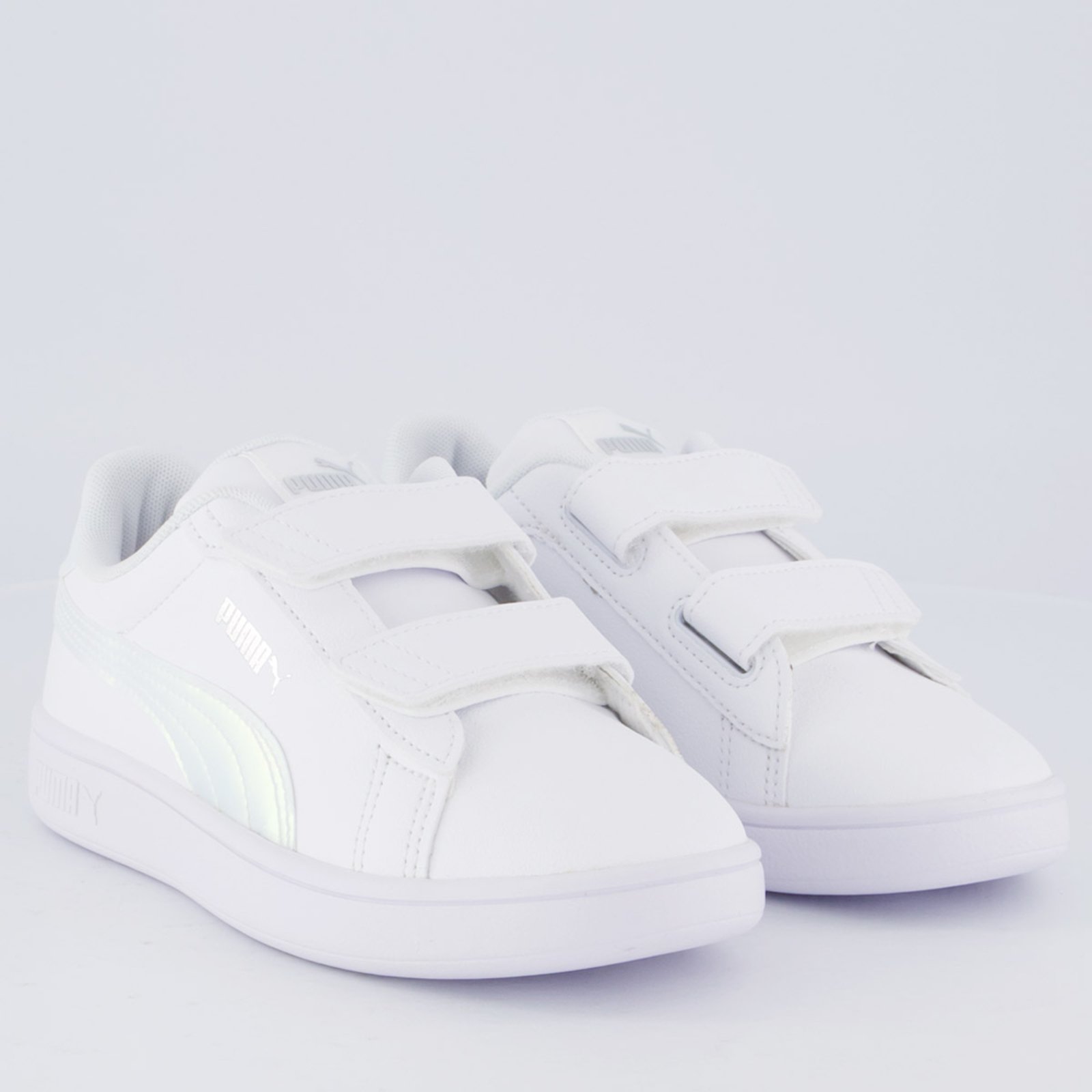 Vista 3 Tênis Puma Smash 3.0 Holo 2.0 Juvenil branco Puma branco