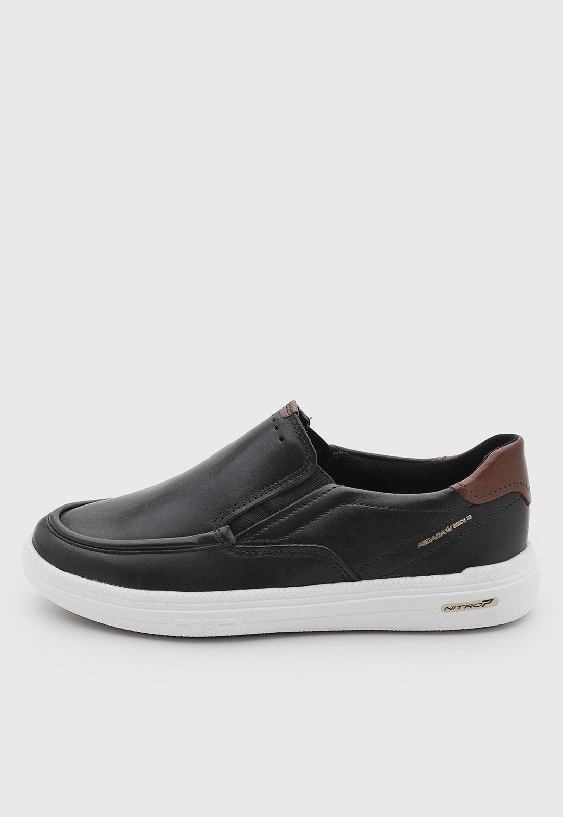 Tênis Masculino Pegada Slip On Couro Preto