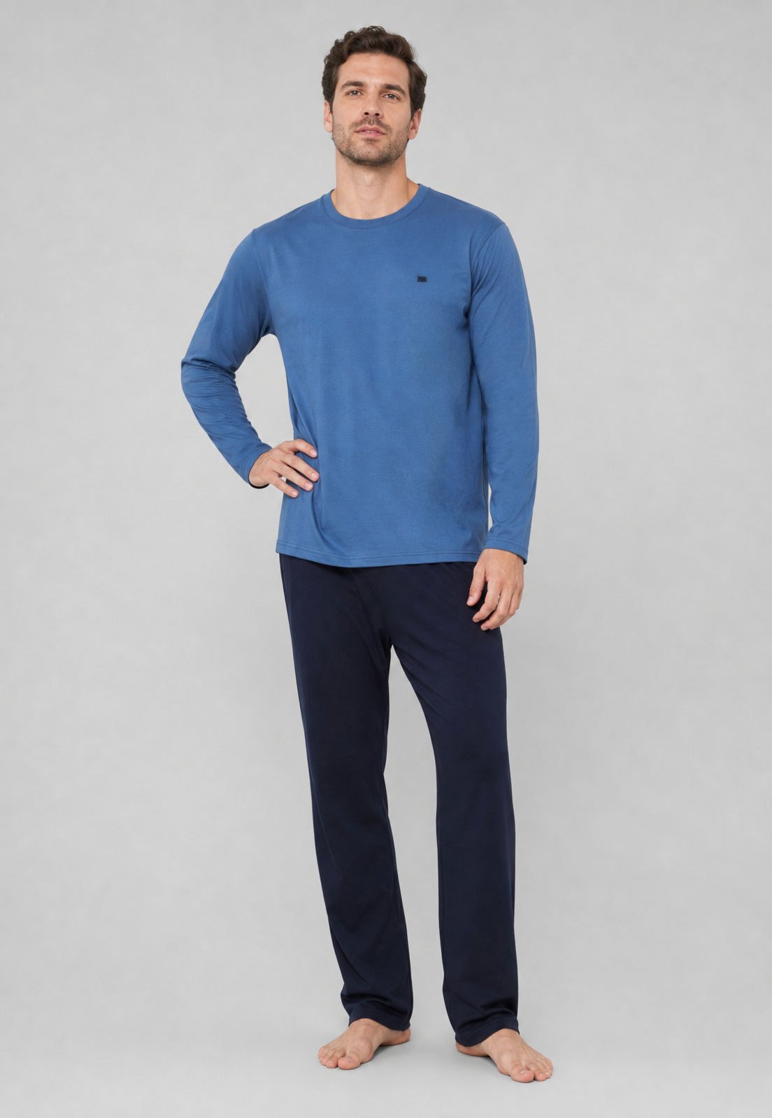 Conjunto Pijama Masculino Malwee Manga Longa Azul