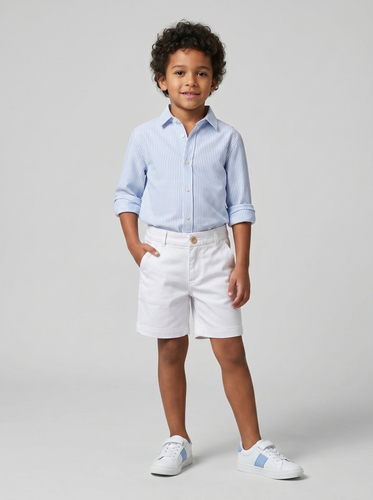 Infantil - Bermuda Sarja Algodão Egípcio - Branco - 06