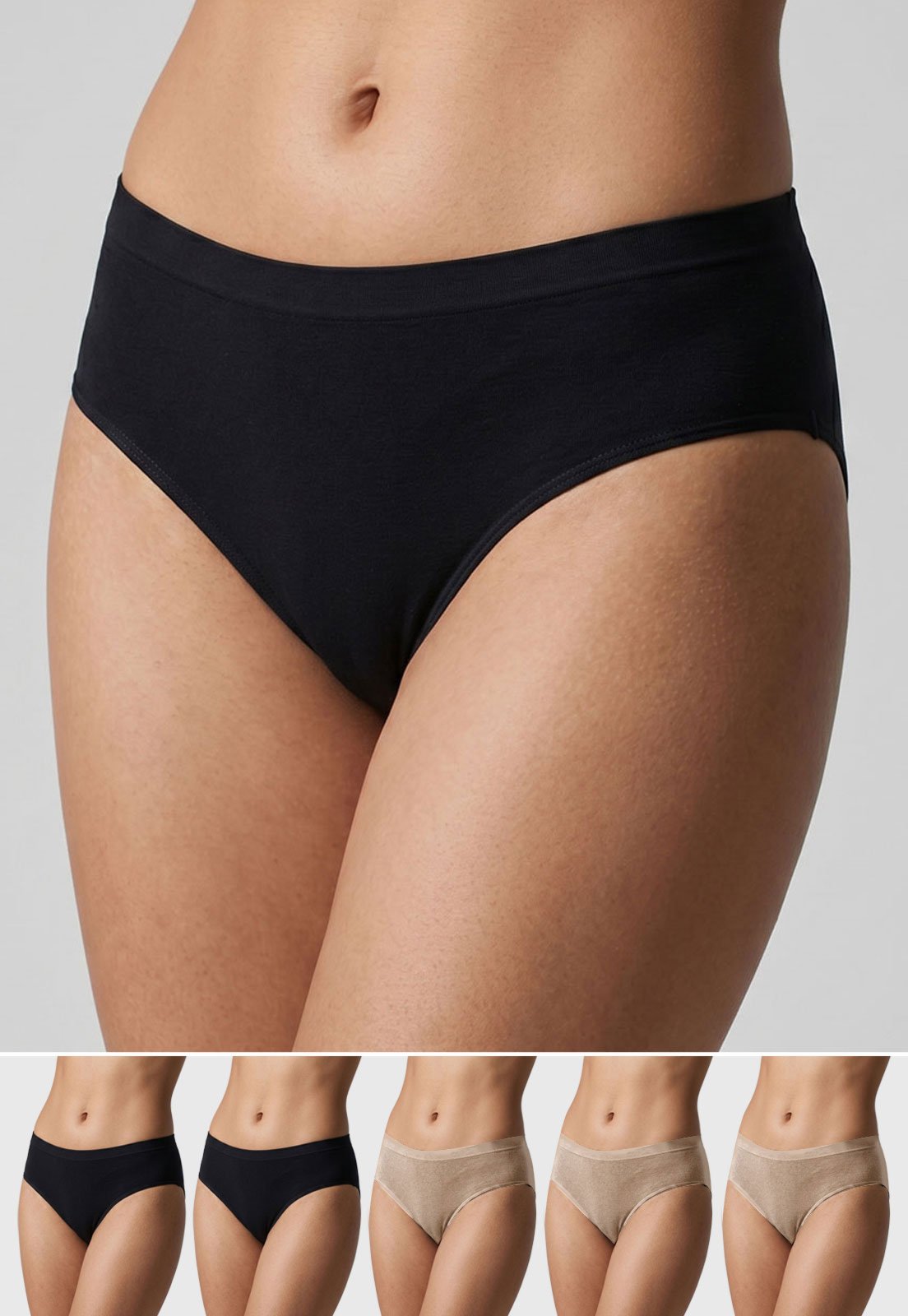 kit 5 Calcinhas Femininas Hering Modelagem Clássica Preta