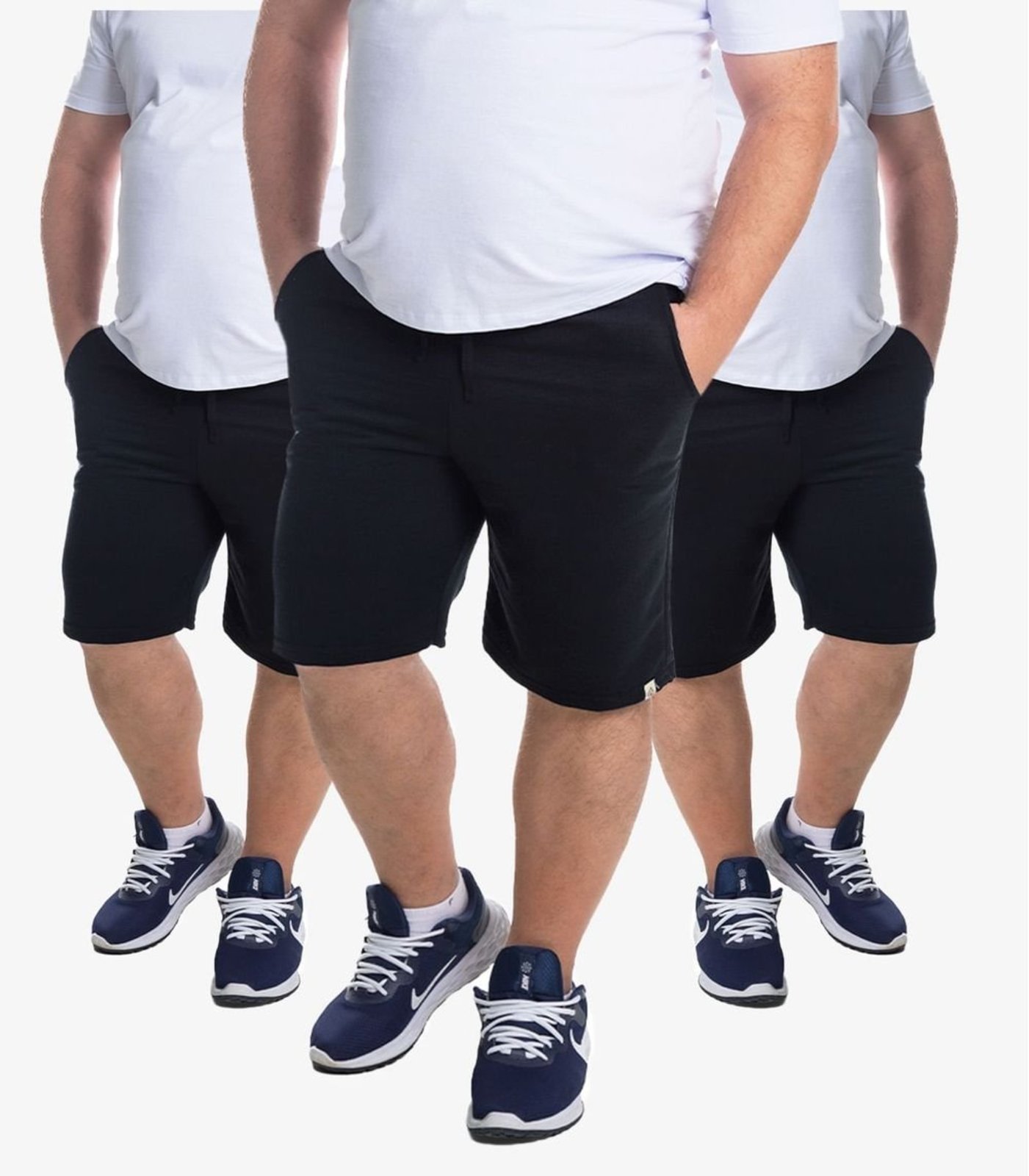 Kit 3 Bermudas Masculina Moletom Plus Size Select Preto