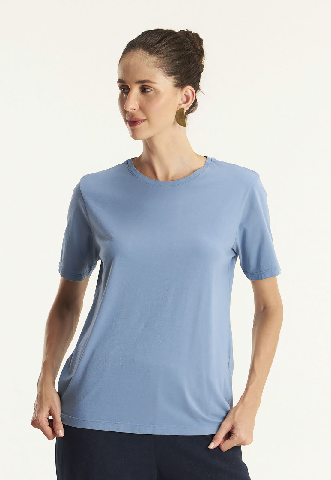 Camiseta Cantão Reta Classic com Bordado Azul