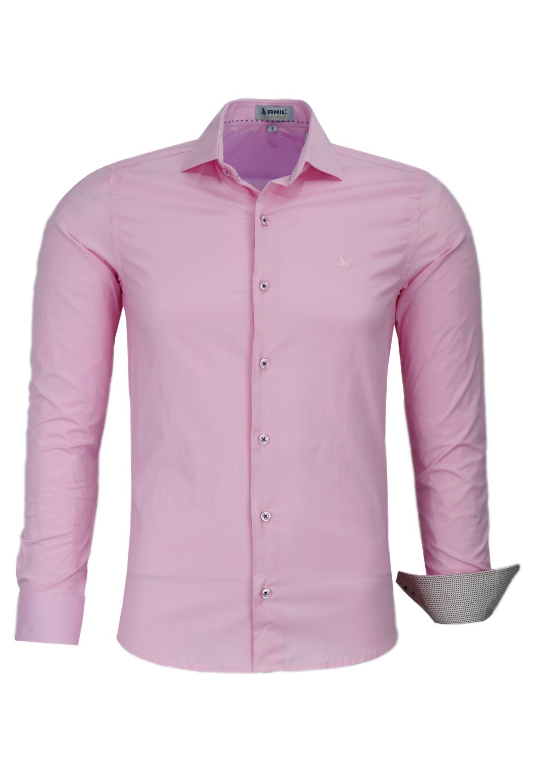 Camisa Social Slim Manga Longa Lisa Sem Bolso Amil 1766