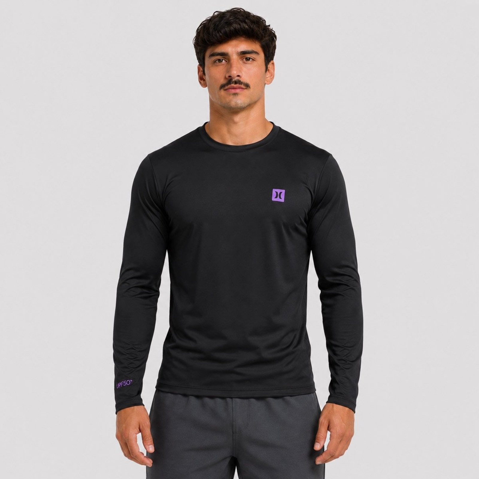 Camiseta Hurley Surf Tee Manga Longa Mini Icon ll UPF50+ Preta